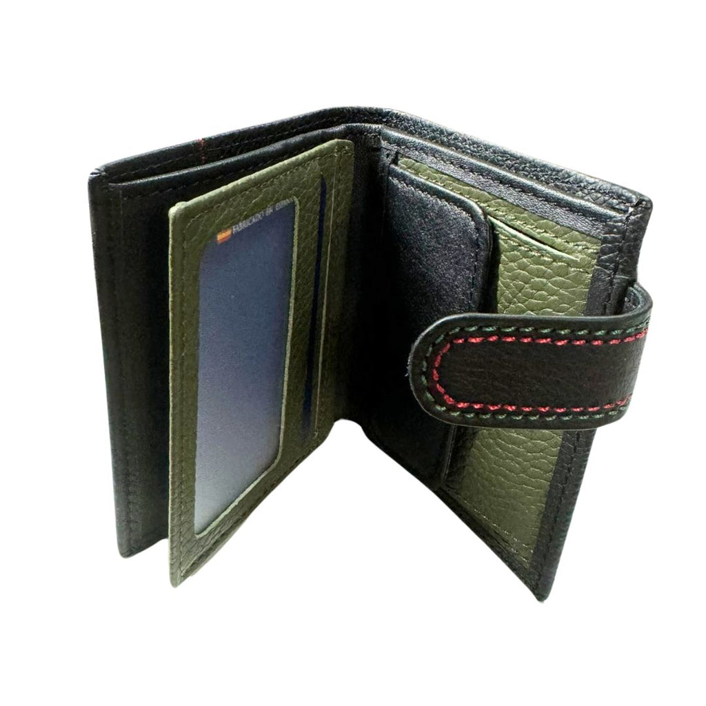 Cartera España Negra pespunte verde y rojo