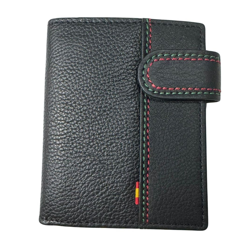Cartera España Negra pespunte verde y rojo