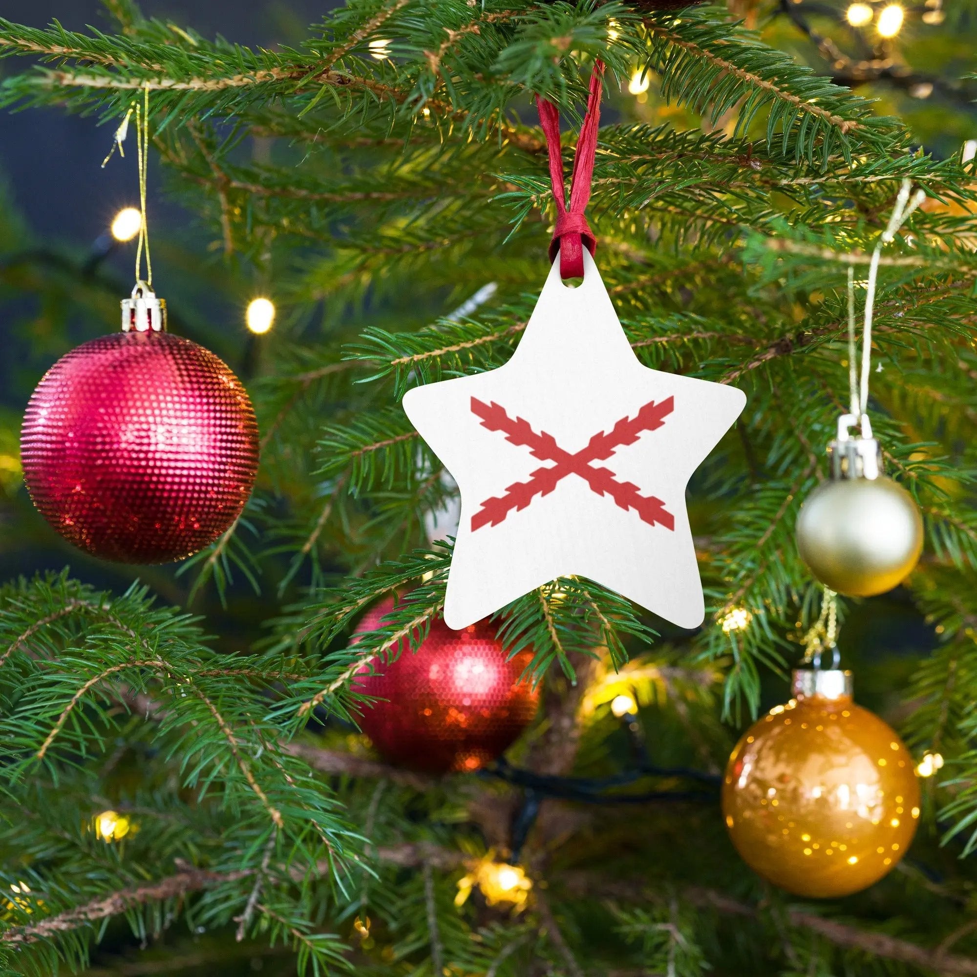 Comprar Adornos de madera para Árbol de Navidad - Cruz de Borgoña La Flamenca de Borgoña Bandera España