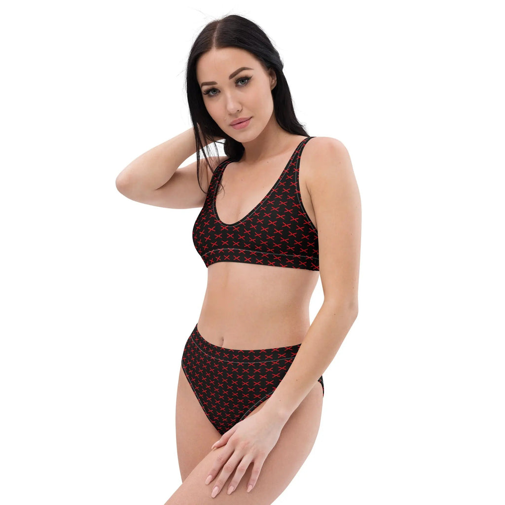 Comprar Bikini Cruz de Borgoña mosaico negro talle alto Bandera España La Flamenca de Borgoña Patricia Muñoz VOX
