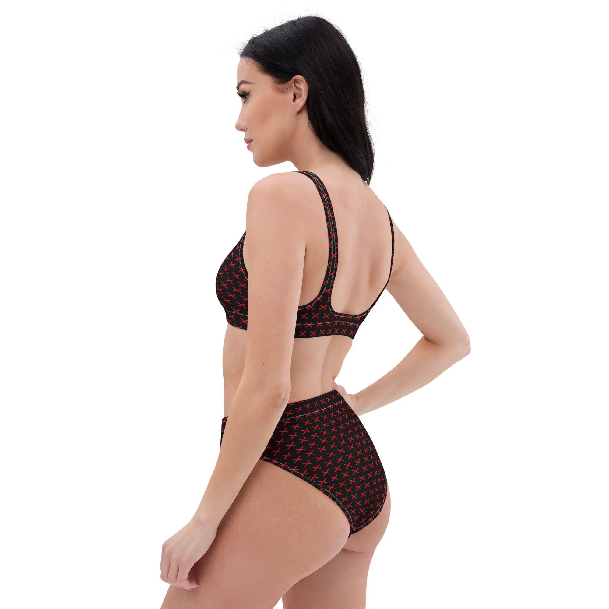 Comprar Bikini Cruz de Borgoña mosaico negro talle alto Bandera España La Flamenca de Borgoña Patricia Muñoz VOX