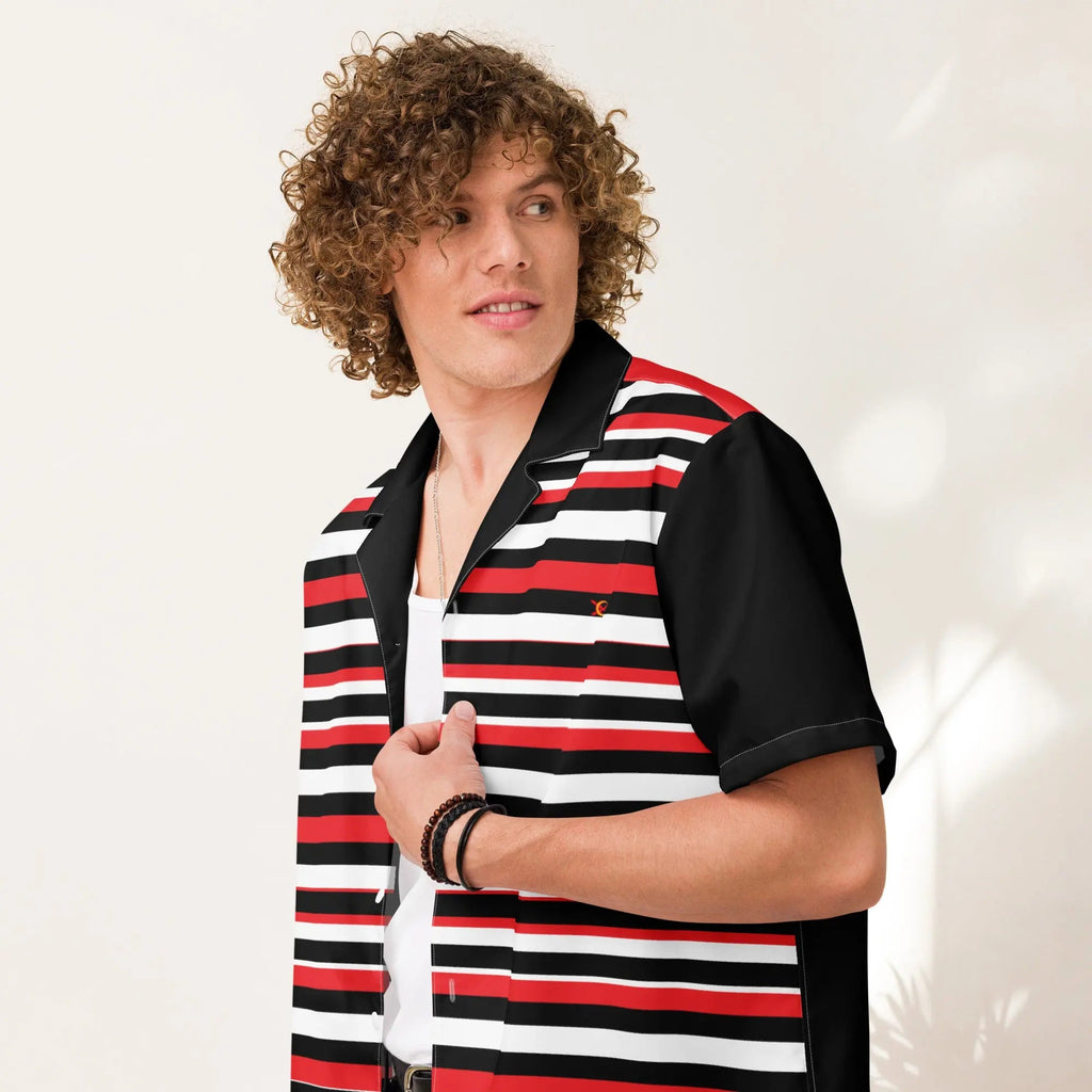 Comprar Camisa rayas rojas y negras manga corta unisex Bandera España La Flamenca de Borgoña Patricia Muñoz VOX