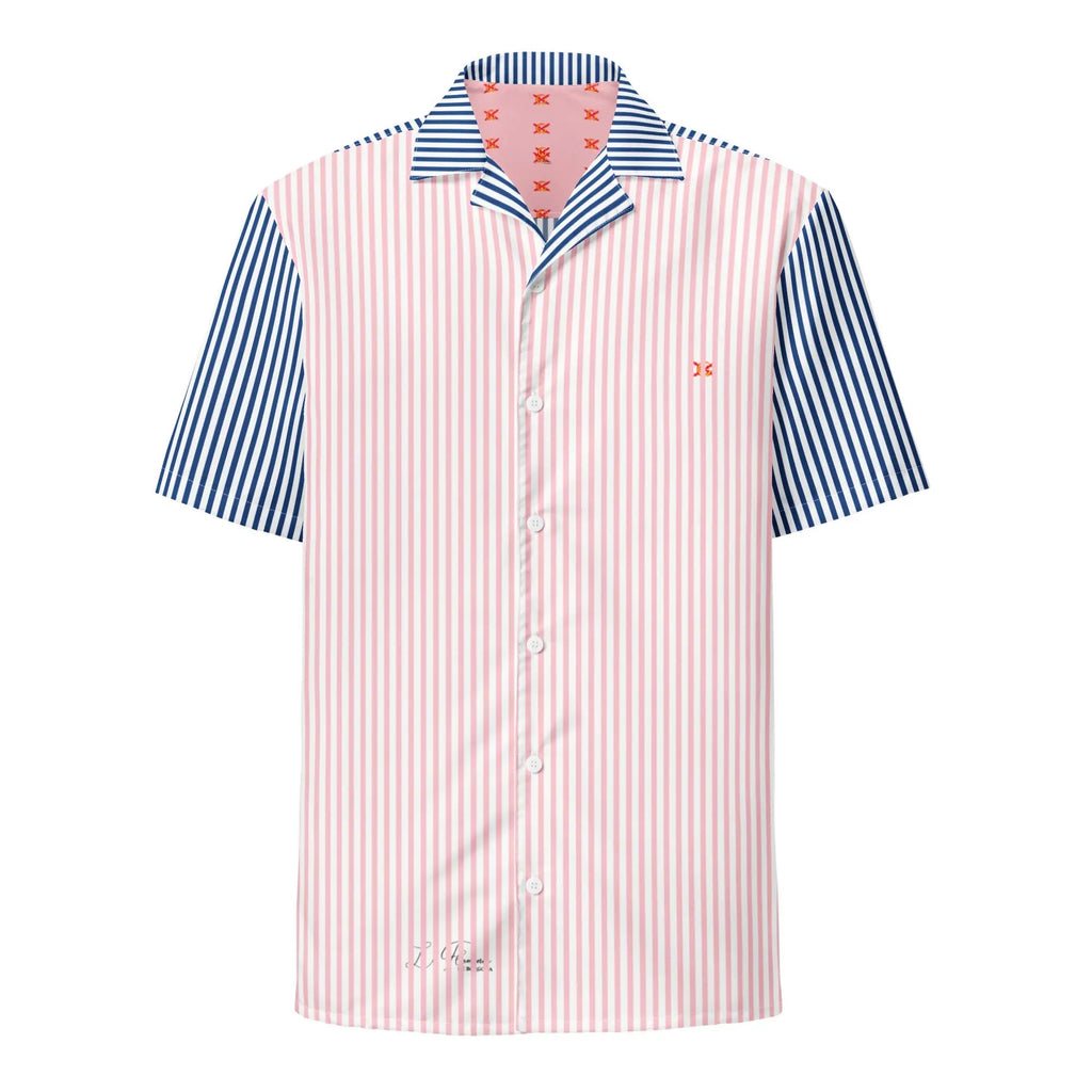 Comprar Camisa rayas rosas y azules manga corta unisex Bandera España La Flamenca de Borgoña Patricia Muñoz VOX
