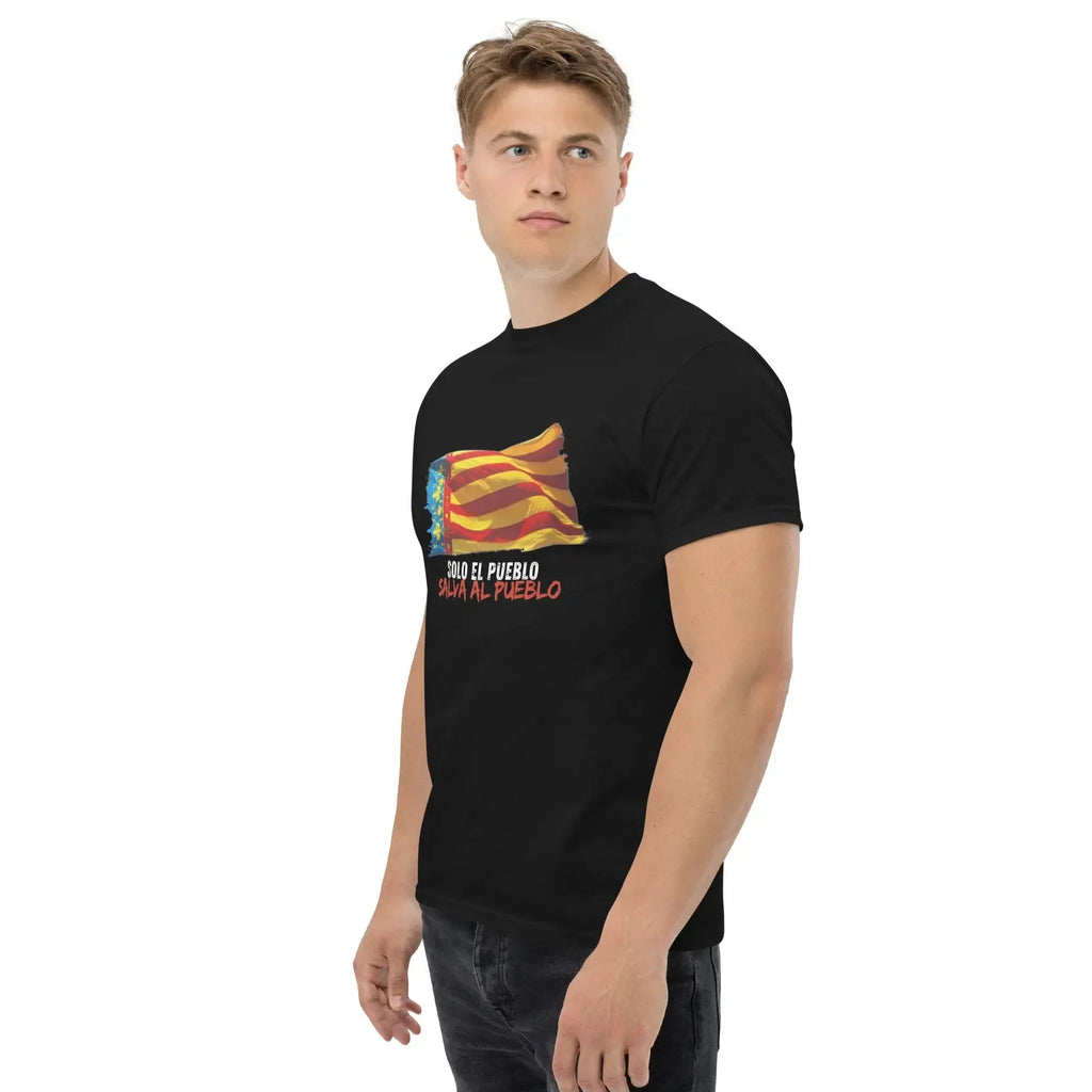 Comprar Camiseta Valencia Solo el Pueblo salva al Pueblo - Manga corta unisex - OFERTA La Flamenca de Borgoña Bandera España