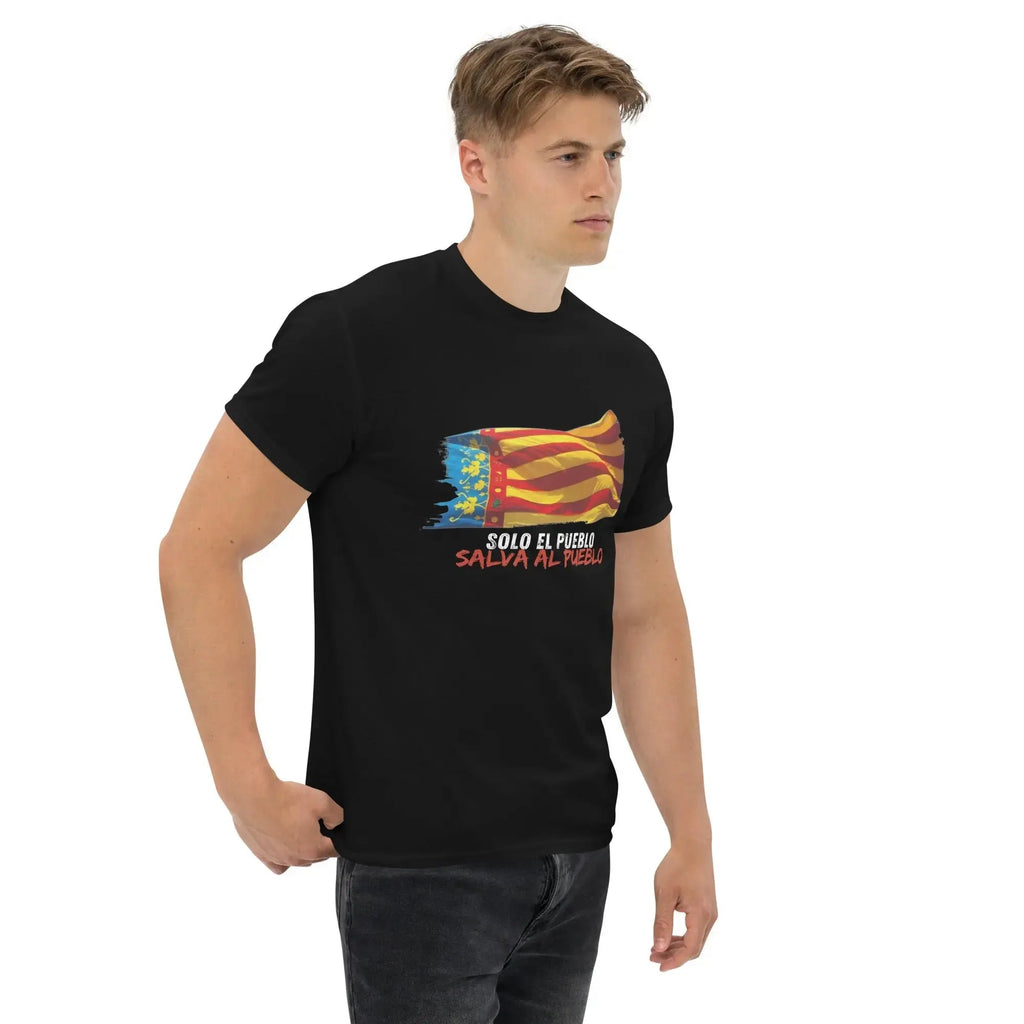 Comprar Camiseta Valencia Solo el Pueblo salva al Pueblo - Manga corta unisex - OFERTA La Flamenca de Borgoña Bandera España