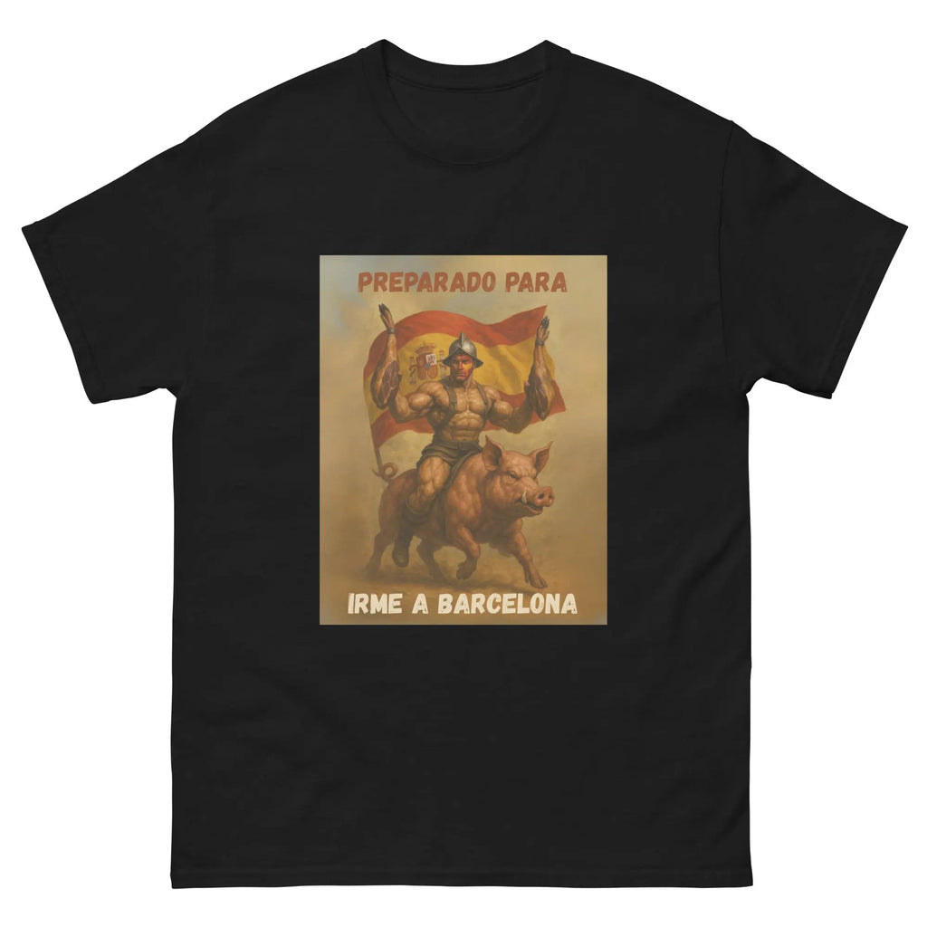 Comprar Camiseta "Preparado para irme a Barcelona" Bandera España La Flamenca de Borgoña Patricia Muñoz VOX