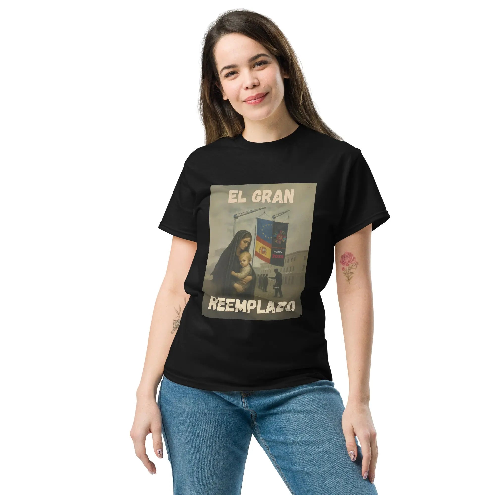 Comprar Camiseta "El gran reemplazo" Bandera España La Flamenca de Borgoña Patricia Muñoz VOX
