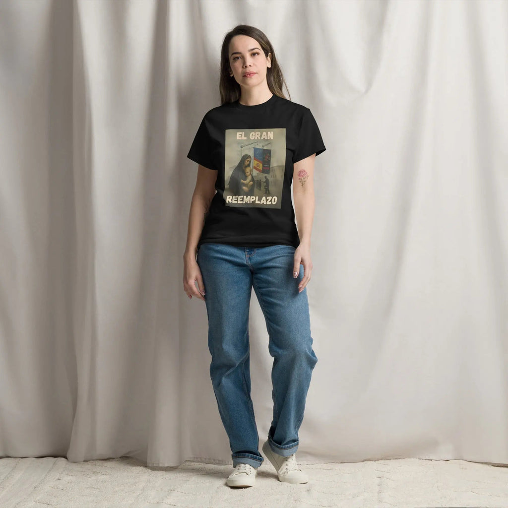 Comprar Camiseta "El gran reemplazo" Bandera España La Flamenca de Borgoña Patricia Muñoz VOX
