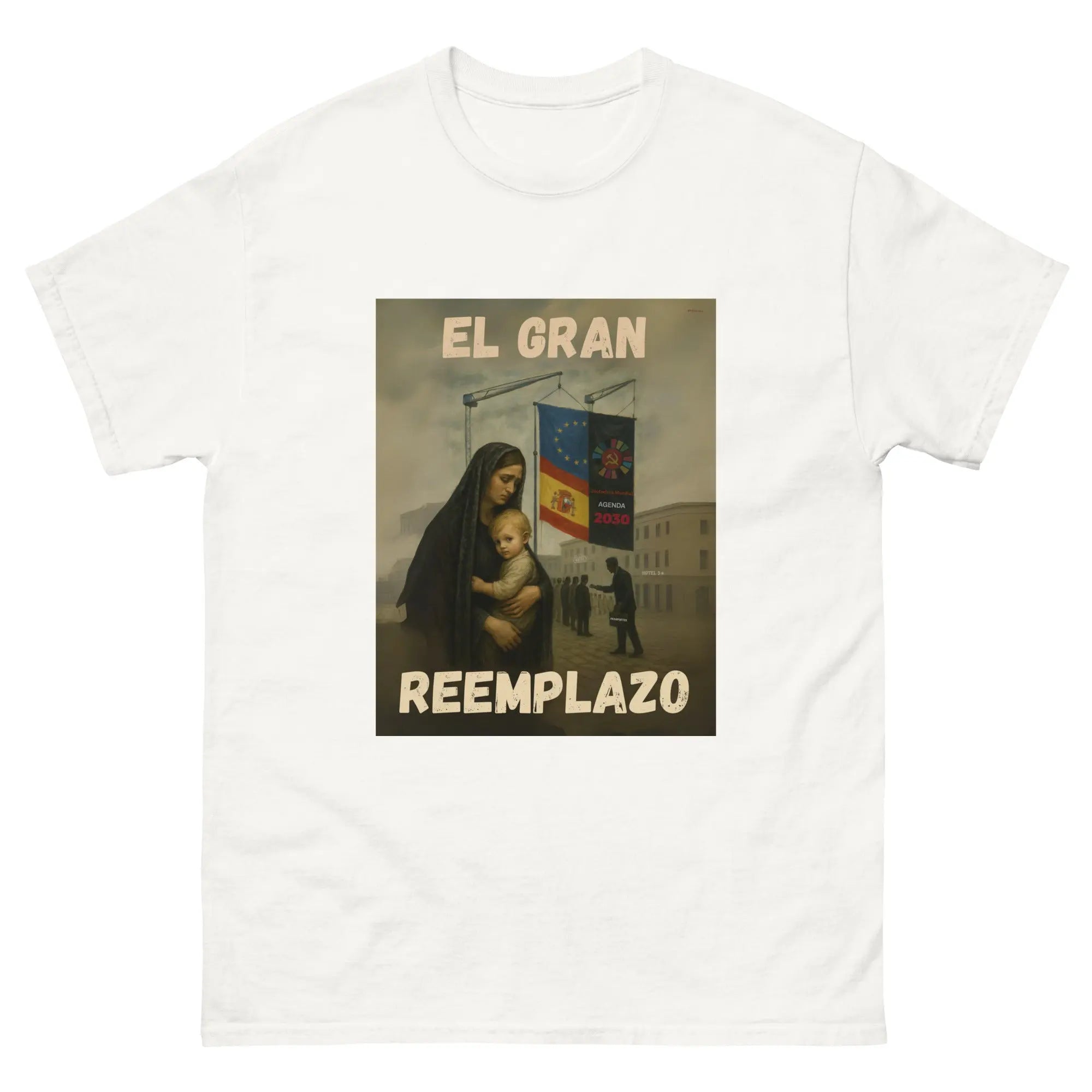 Comprar Camiseta "El gran reemplazo" Bandera España La Flamenca de Borgoña Patricia Muñoz VOX