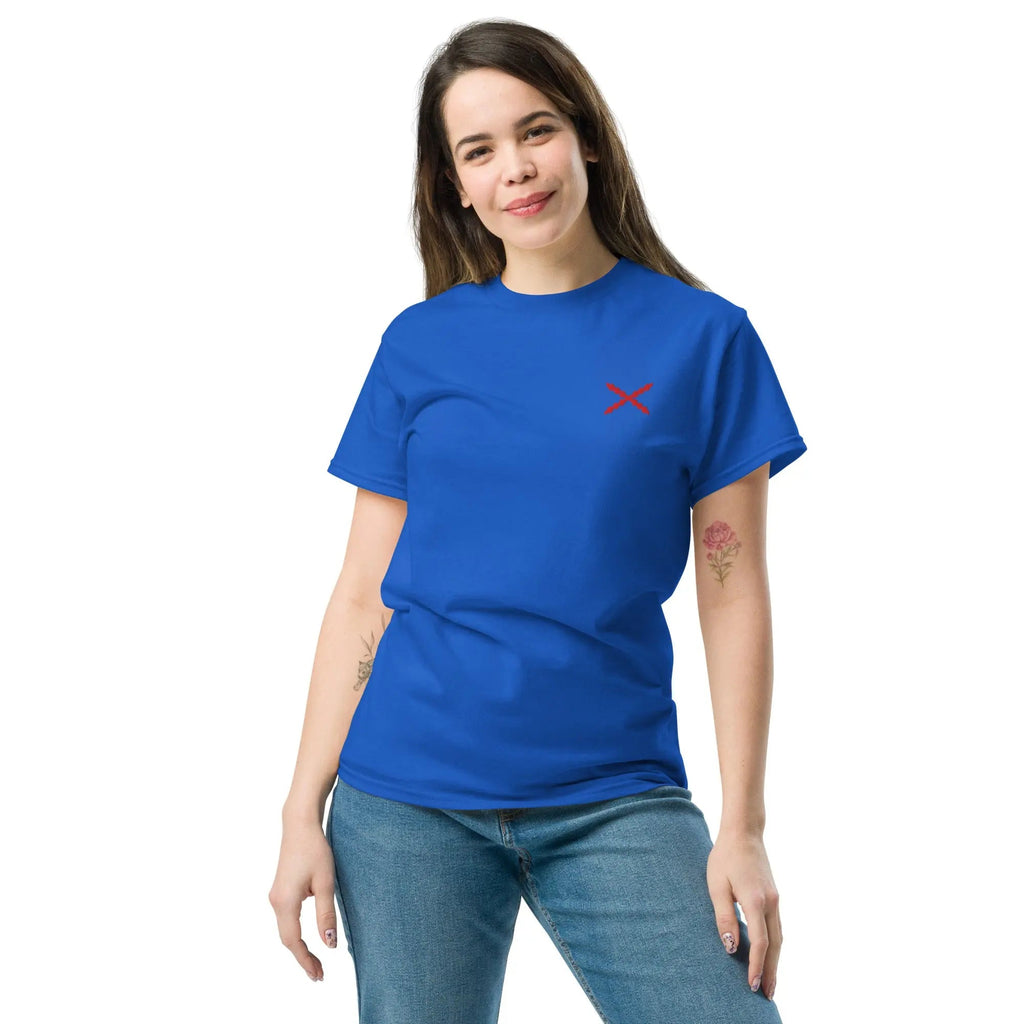 Comprar Camiseta clásica unisex bordado Cruz de Borgoña La Flamenca de Borgoña, Bandera de España, Cruz de Borgoña, Patricia Muñoz, VOX