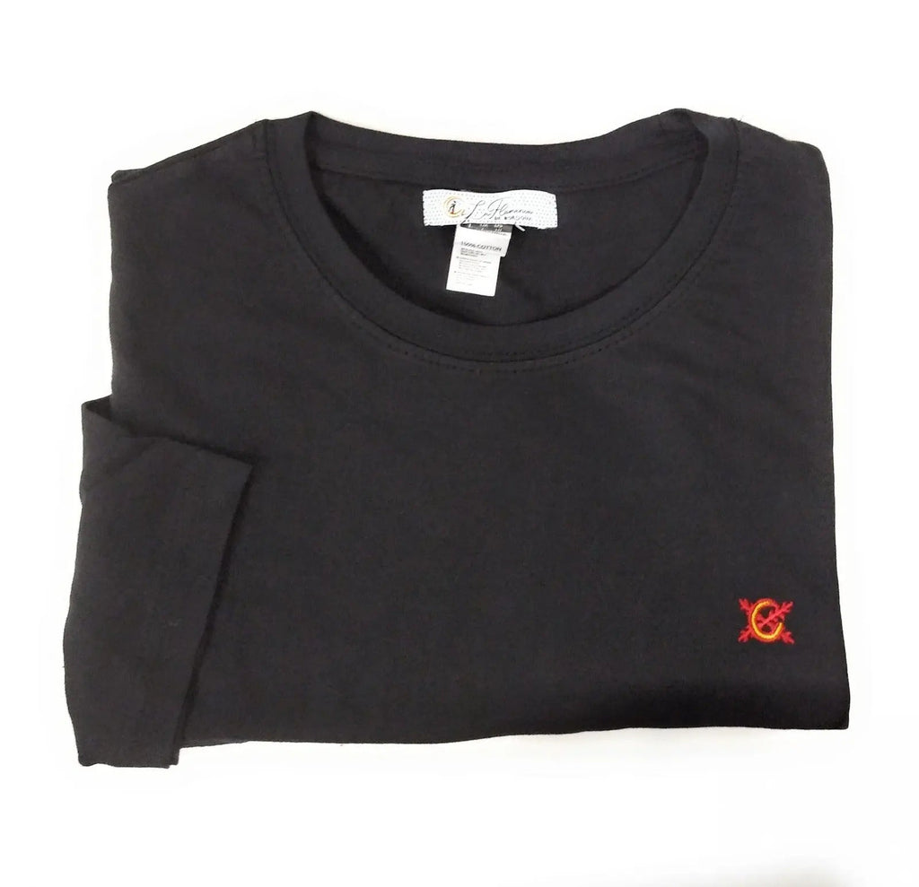 Comprar Camiseta de España negra Mujer cuello redondo Bandera España La Flamenca de Borgoña Patricia Muñoz VOX