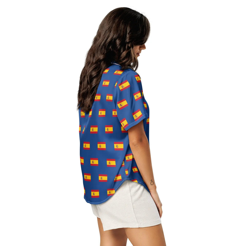 Comprar Camiseta de pijama de manga corta Azul Bandera España con ribete La Flamenca de Borgoña Bandera España