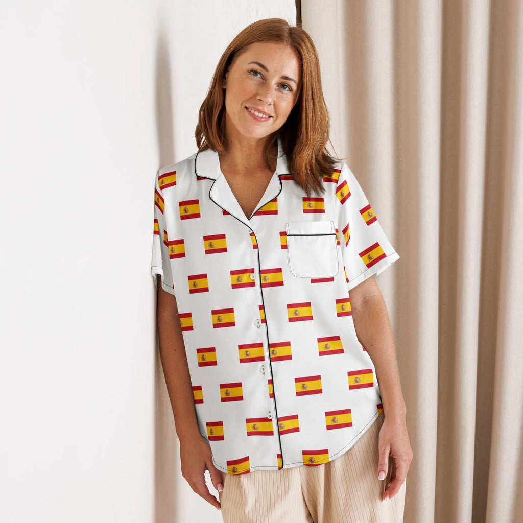 Comprar Camiseta de pijama de manga corta Blanco Bandera España con ribete La Flamenca de Borgoña Bandera España