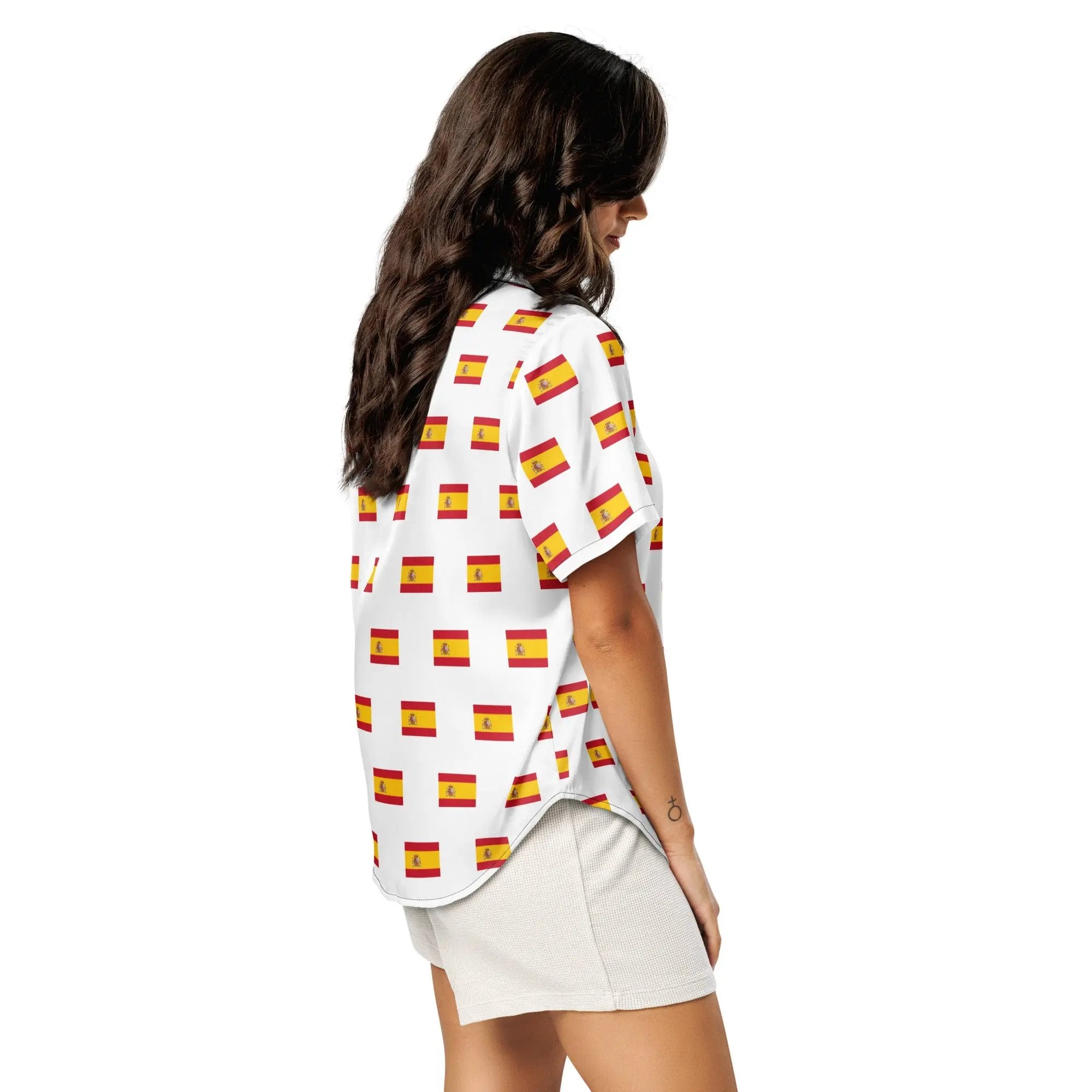 Comprar Camiseta de pijama de manga corta Blanco Bandera España con ribete La Flamenca de Borgoña Bandera España