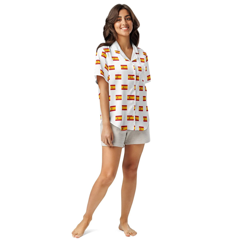 Comprar Camiseta de pijama de manga corta Blanco Bandera España con ribete La Flamenca de Borgoña Bandera España