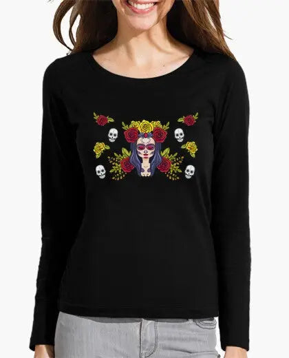 Comprar Camiseta mujer La Muerte manga larga Bandera España La Flamenca de Borgoña Patricia Muñoz VOX