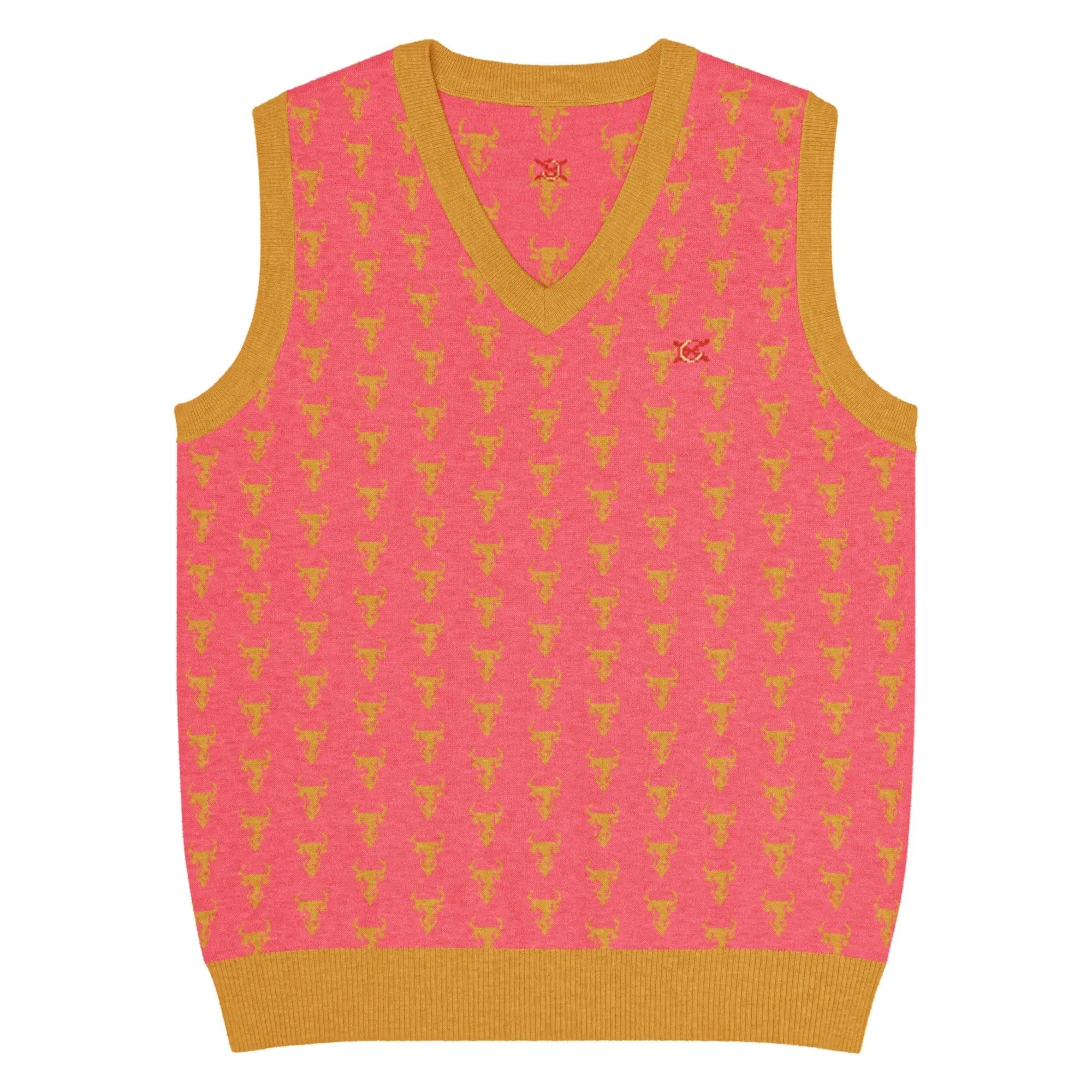 Comprar Chaleco Taurino rosa de punto con cuello pico Bandera España La Flamenca de Borgoña Patricia Muñoz VOX