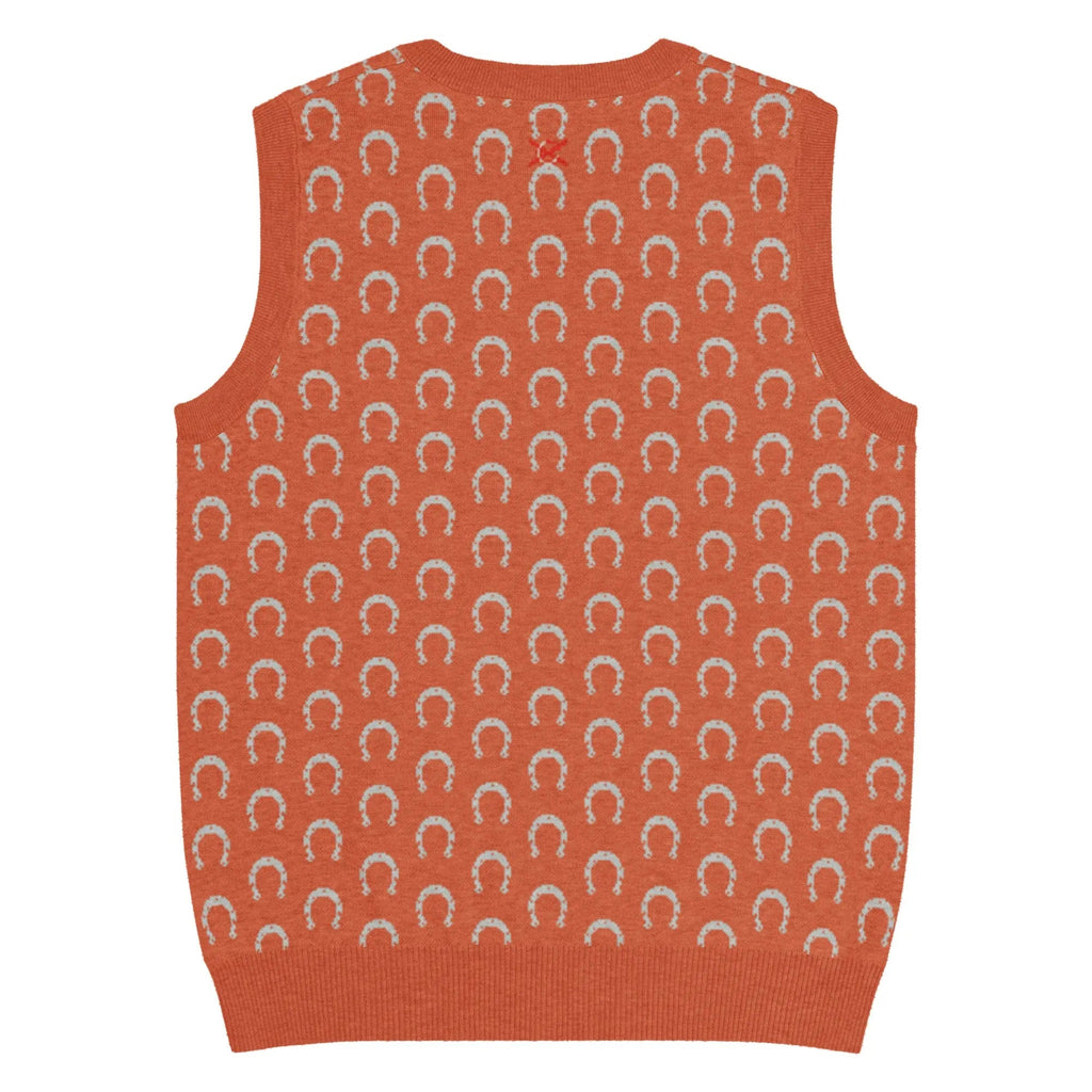 Comprar Chaleco de punto con cuello pico Naranja Bandera España La Flamenca de Borgoña Patricia Muñoz VOX