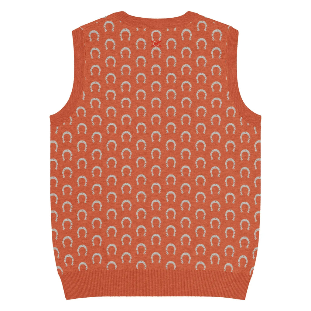 Comprar Chaleco de punto con cuello pico Naranja Bandera España La Flamenca de Borgoña Patricia Muñoz VOX