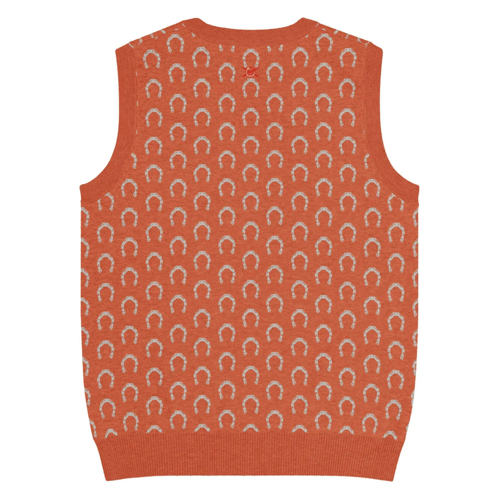 Comprar Chaleco de punto con cuello pico Naranja Bandera España La Flamenca de Borgoña Patricia Muñoz VOX
