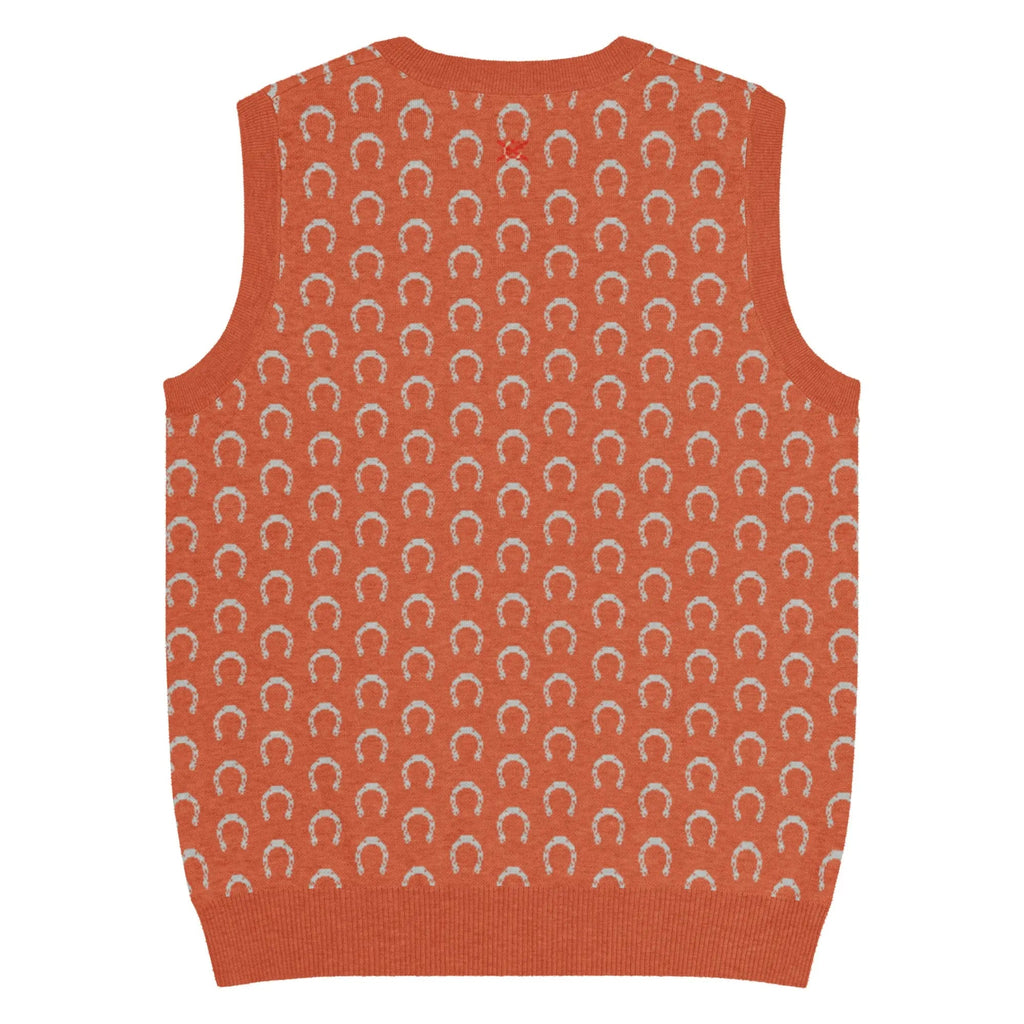Comprar Chaleco de punto con cuello pico Naranja Bandera España La Flamenca de Borgoña Patricia Muñoz VOX