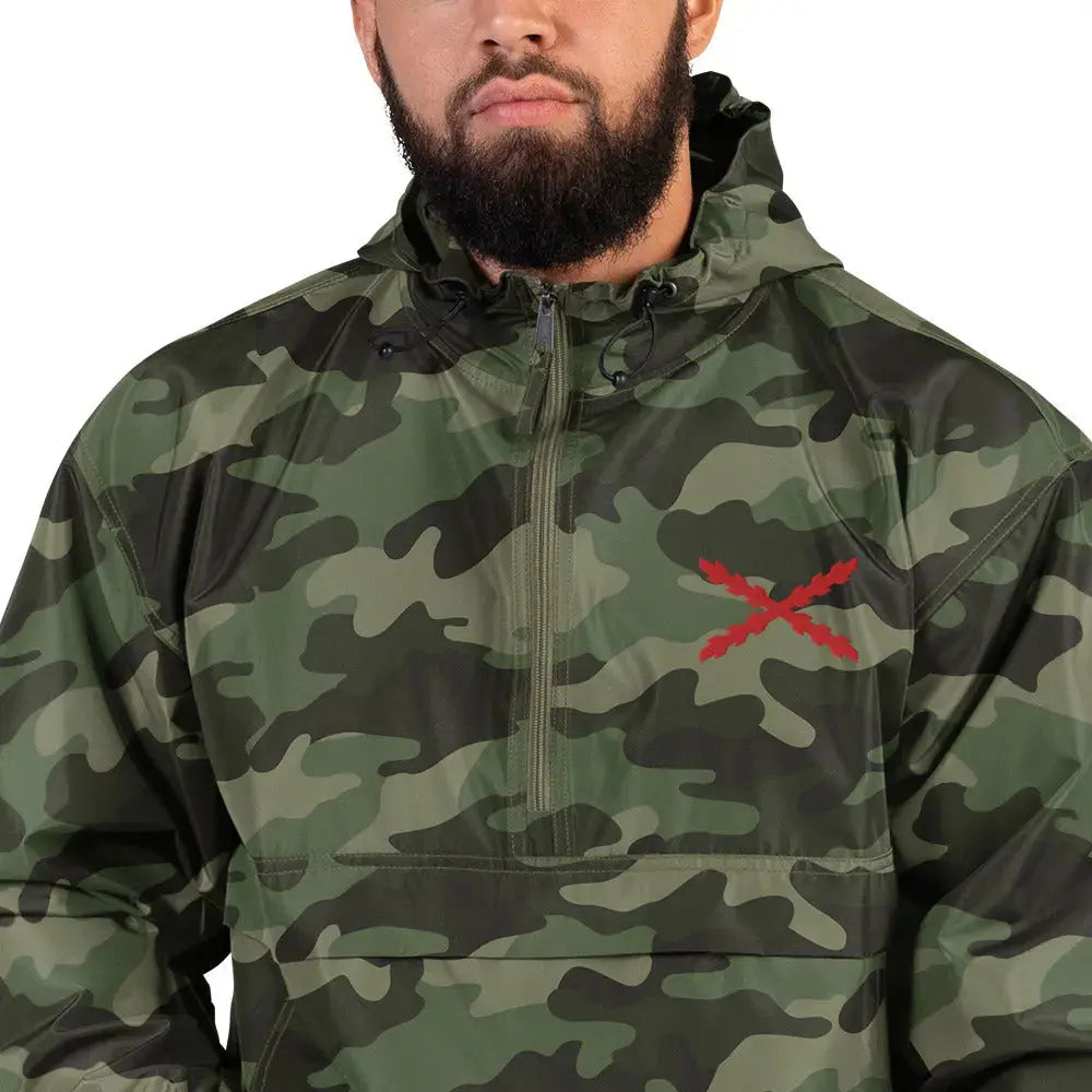 Comprar Chaqueta chubasquero plegable Champion Cruz de Borgoña bordada Bandera España La Flamenca de Borgoña Patricia Muñoz VOX