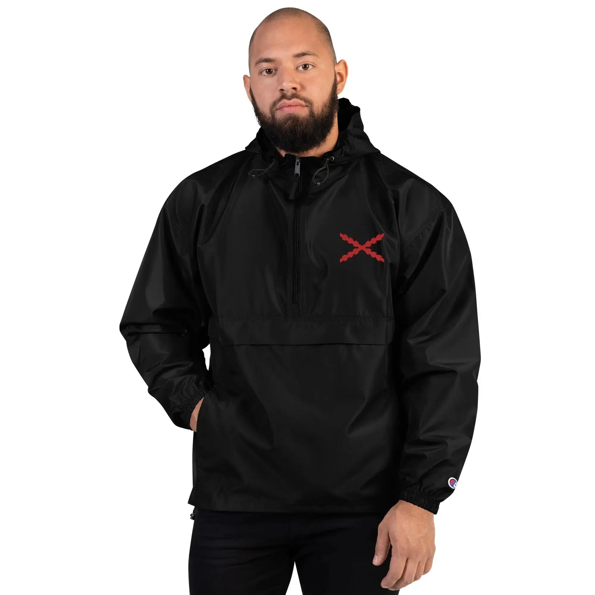 Comprar Chaqueta chubasquero plegable Champion Cruz de Borgoña bordada Bandera España La Flamenca de Borgoña Patricia Muñoz VOX