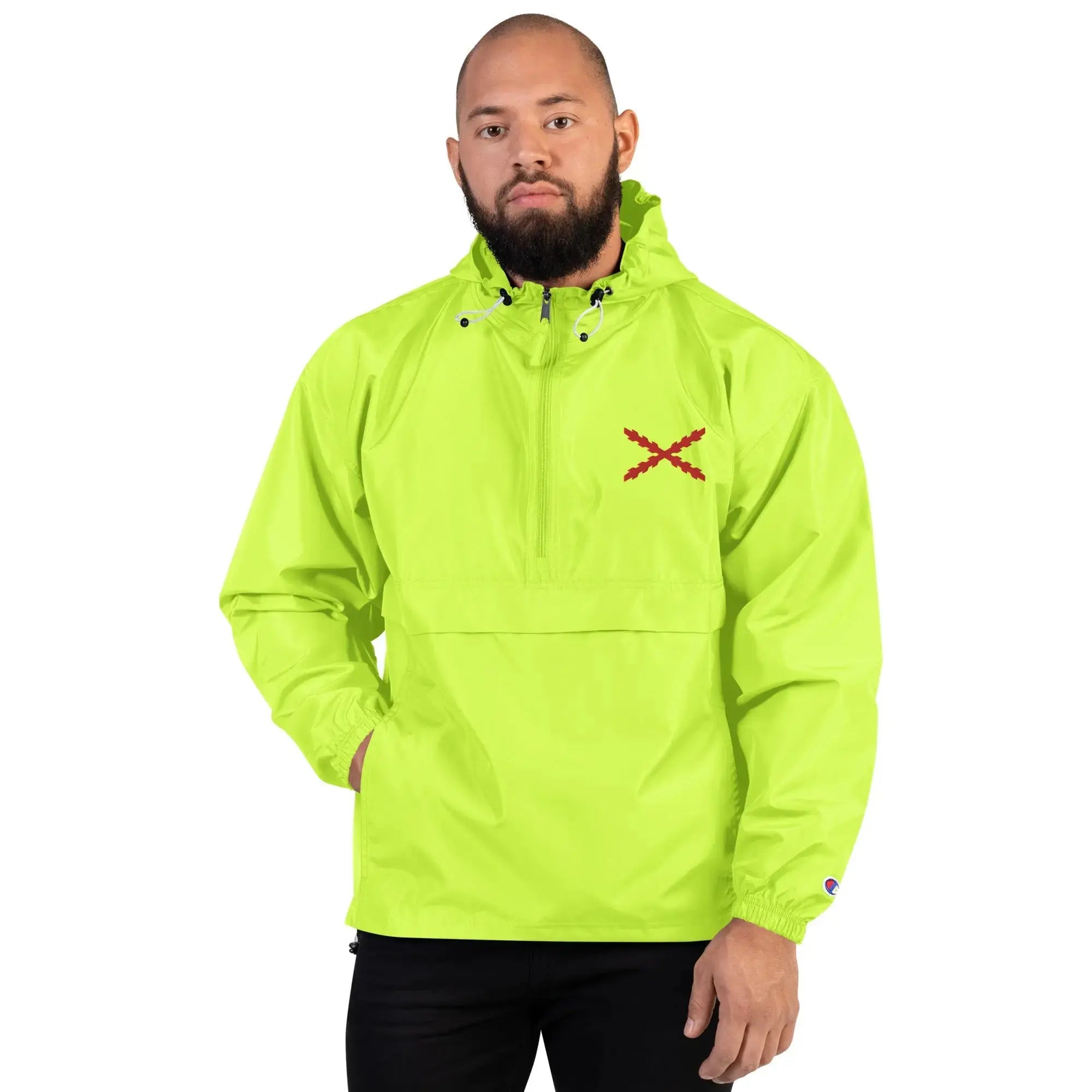 Comprar Chaqueta chubasquero plegable Champion Cruz de Borgoña bordada Bandera España La Flamenca de Borgoña Patricia Muñoz VOX