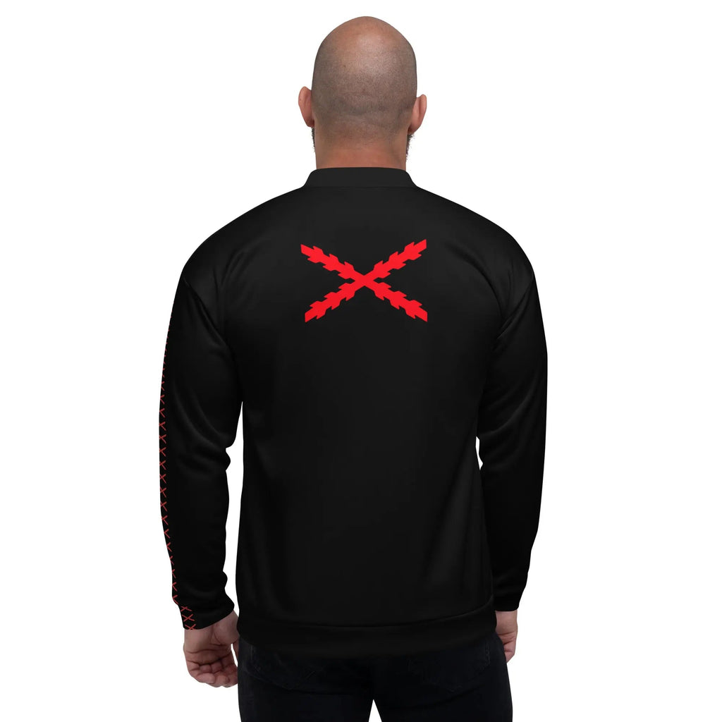 Comprar Chaqueta deportiva Cruz de Borgoña negra bomber unisex Bandera España La Flamenca de Borgoña Patricia Muñoz VOX