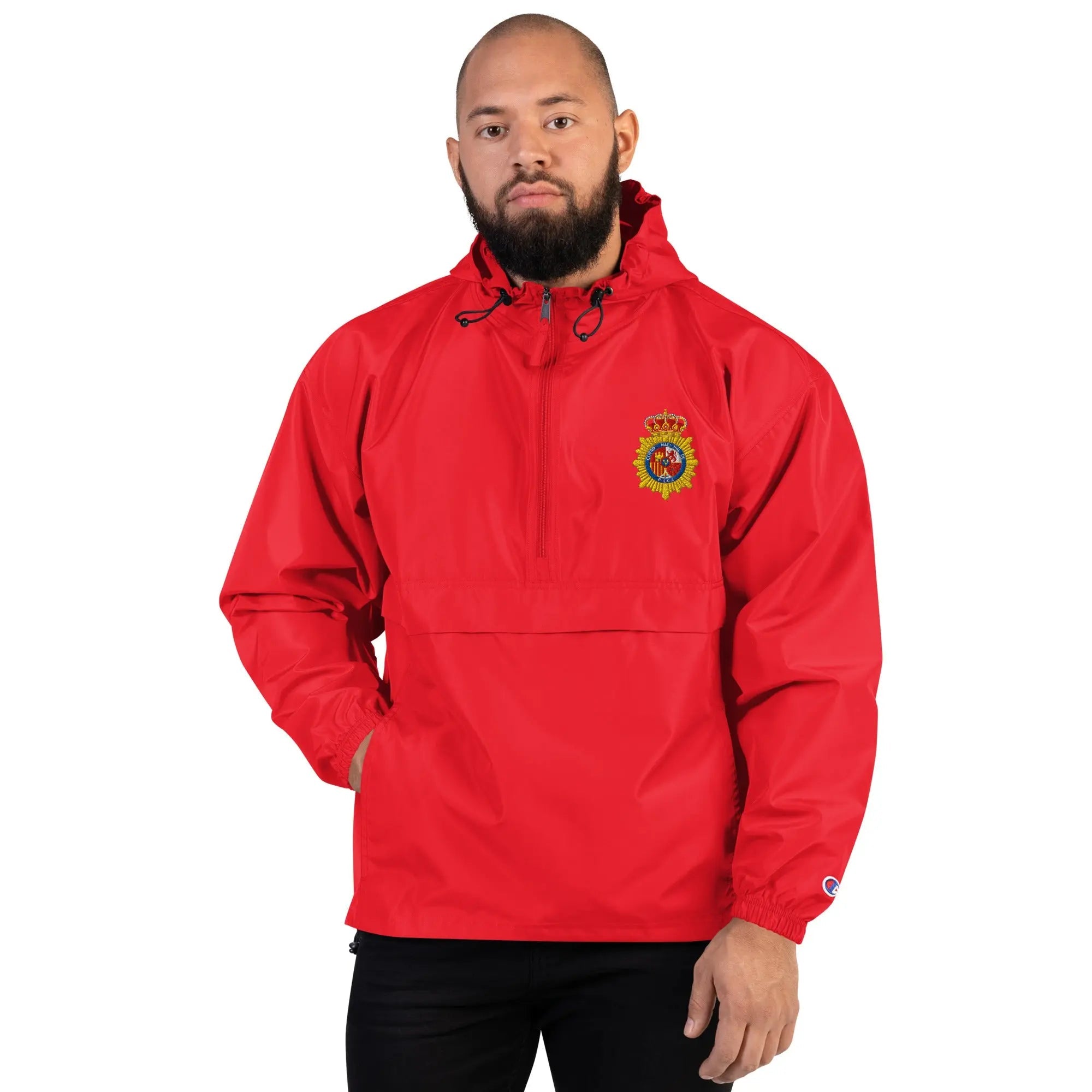 Comprar Chaqueta unisex Policía Nacional bordada plegable Champion La Flamenca de Borgoña Bandera España