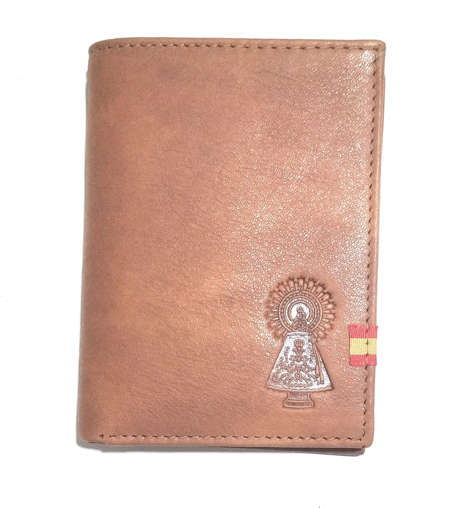 Comprar Cartera Virgen del Pilar cuero Bandera España La Flamenca de Borgoña Patricia Muñoz VOX