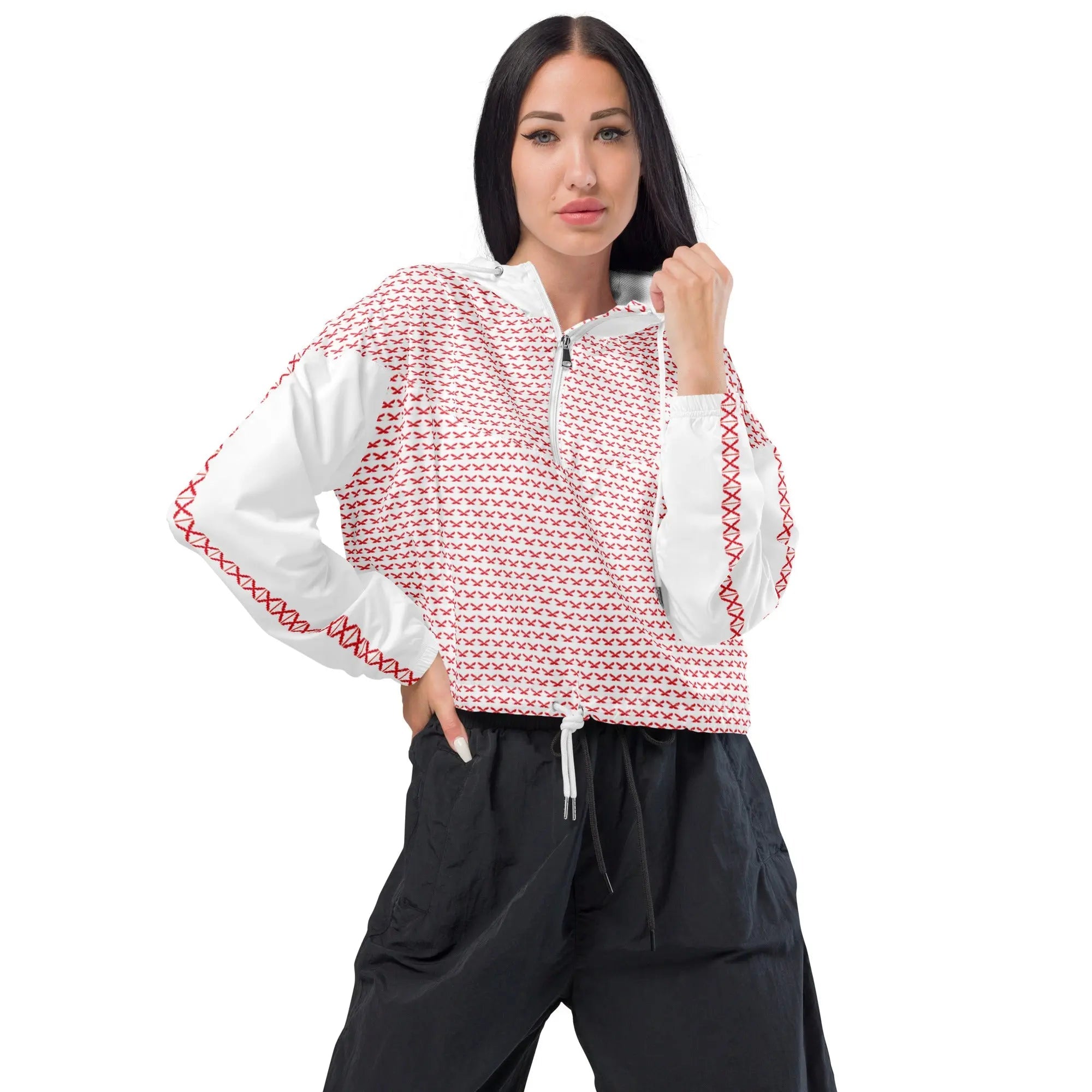 Comprar Cortavientos Cruz de Borgoña crop para mujer Bandera España La Flamenca de Borgoña Patricia Muñoz VOX