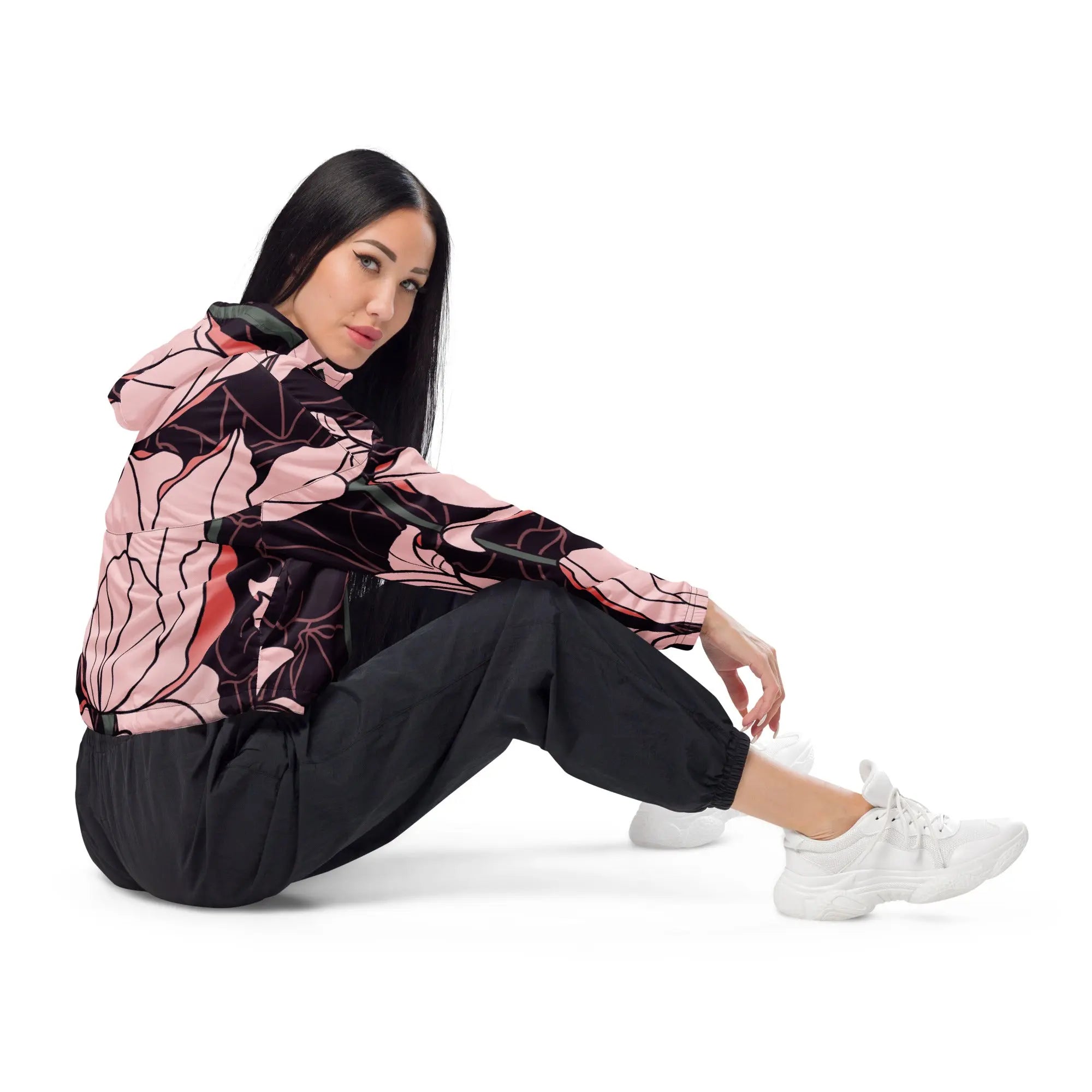 Comprar Cortavientos crop para mujer floreado Bandera España La Flamenca de Borgoña Patricia Muñoz VOX