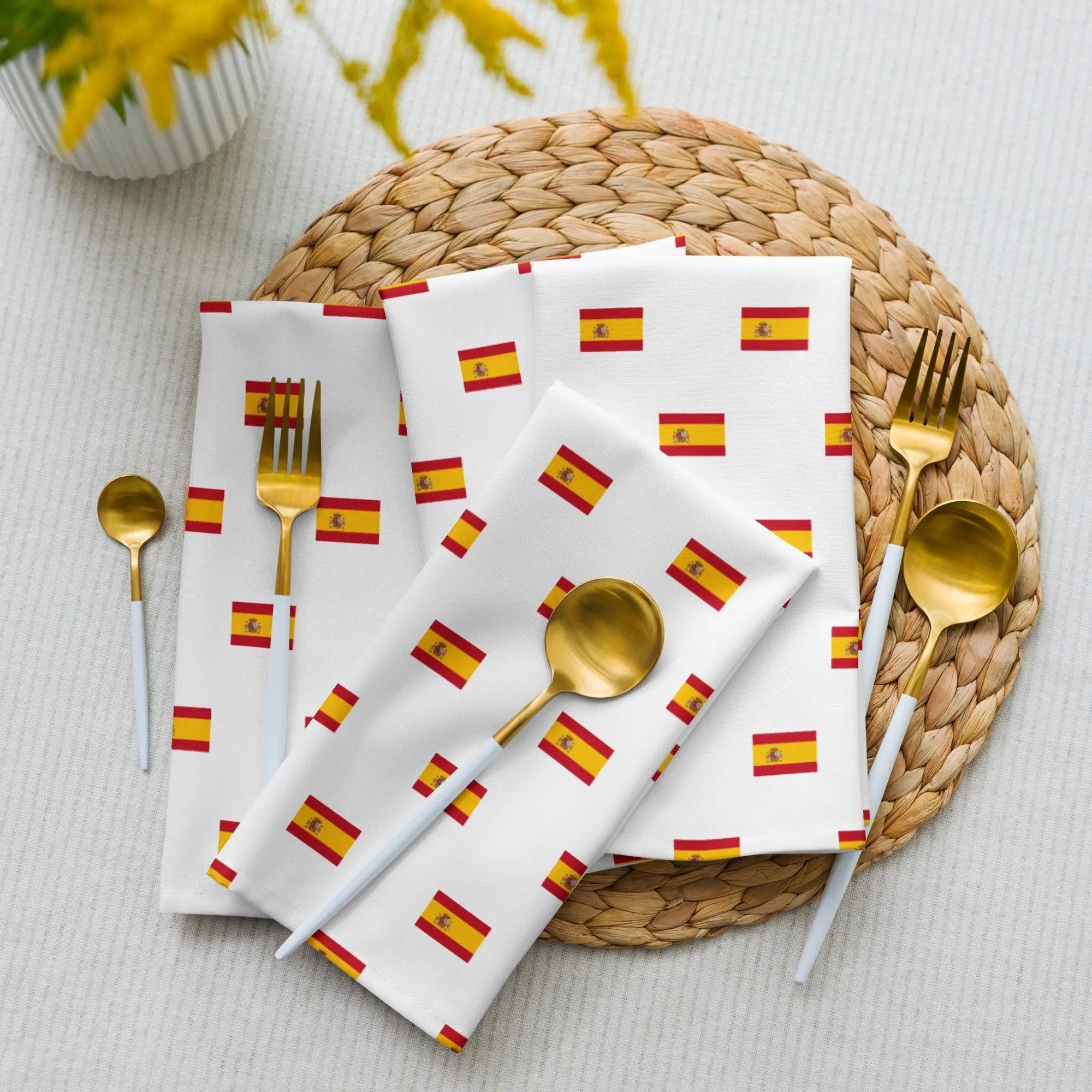 Comprar Juego de servilletas de tela Bandera de España blanca mosaico La Flamenca de Borgoña Bandera España