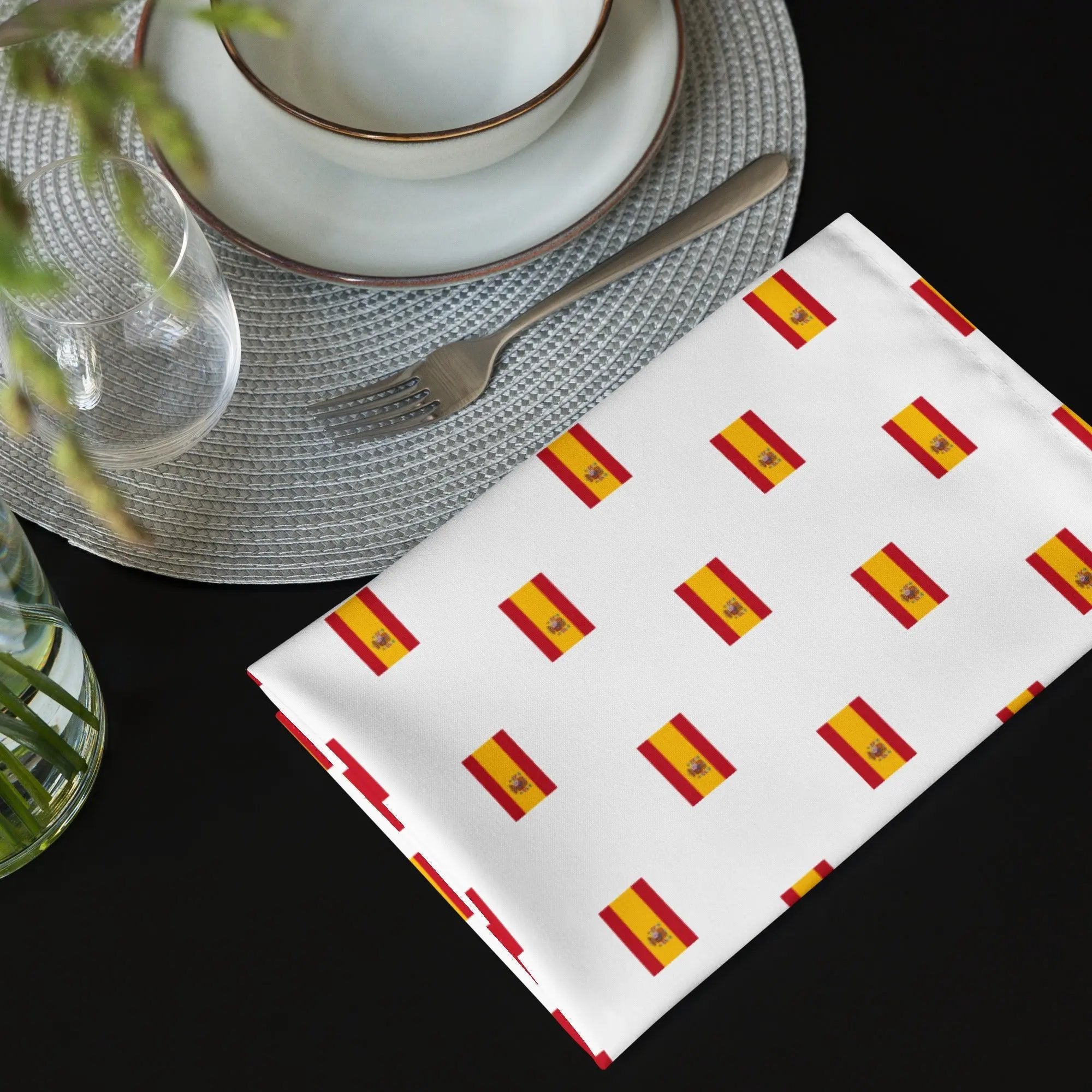 Comprar Juego de servilletas de tela Bandera de España blanca mosaico La Flamenca de Borgoña Bandera España