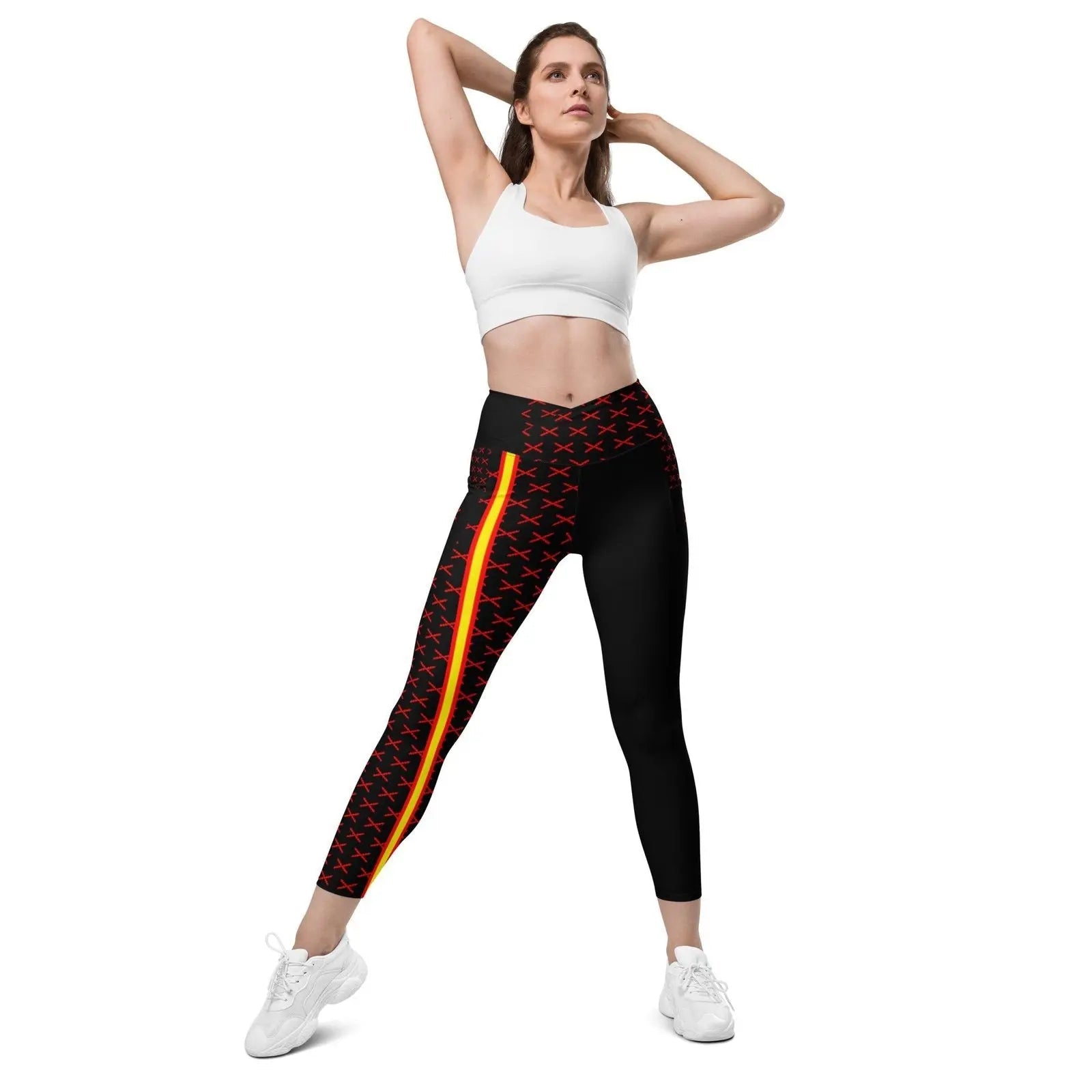 Comprar Leggins de cintura cruzada con bolsillos Cruz de Borgoña Bandera España La Flamenca de Borgoña Patricia Muñoz VOX