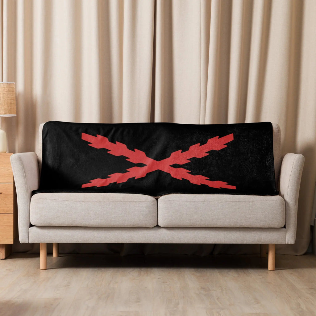 Comprar Manta sherpa Cruz Borgoña negro La Flamenca de Borgoña, Bandera de España, Cruz de Borgoña, Patricia Muñoz, VOX, Santiago Abascal