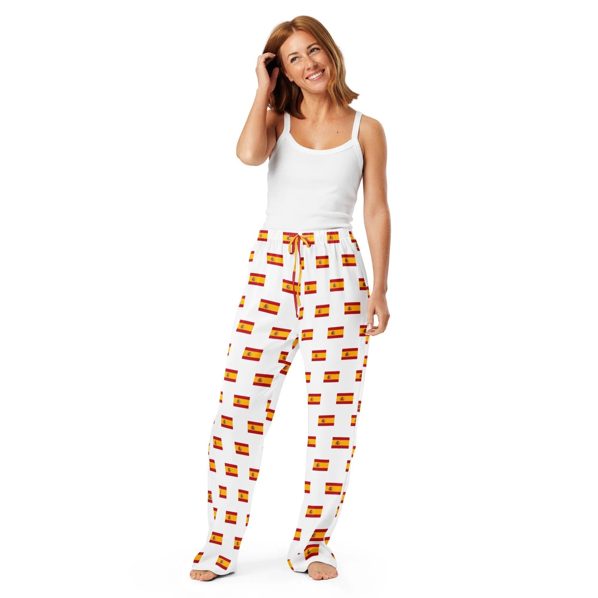 Comprar Pantalón de pijama Blanco Bandera España con ribete La Flamenca de Borgoña Bandera España