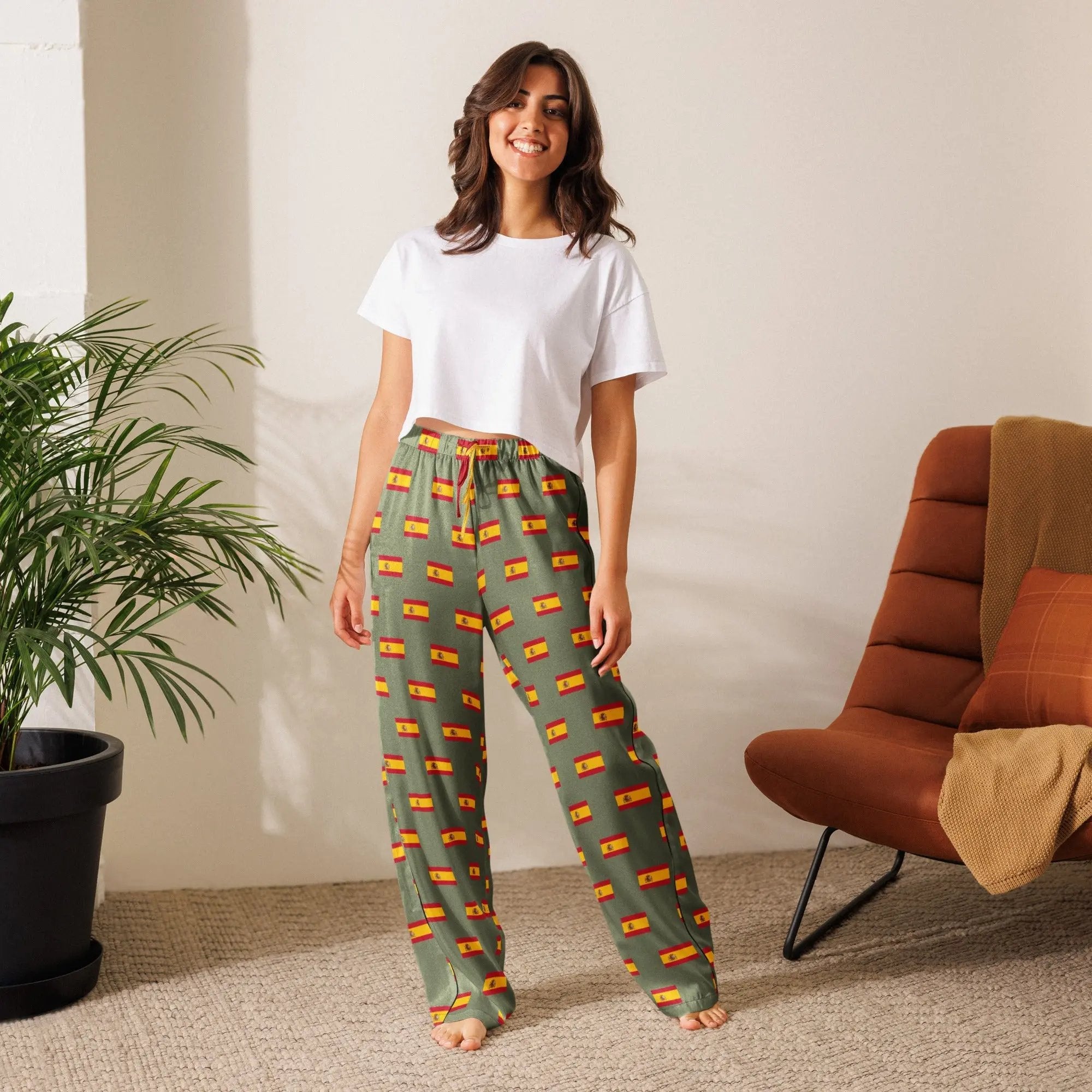 Comprar Pantalón de pijama Verde Bandera España con ribete La Flamenca de Borgoña Bandera España