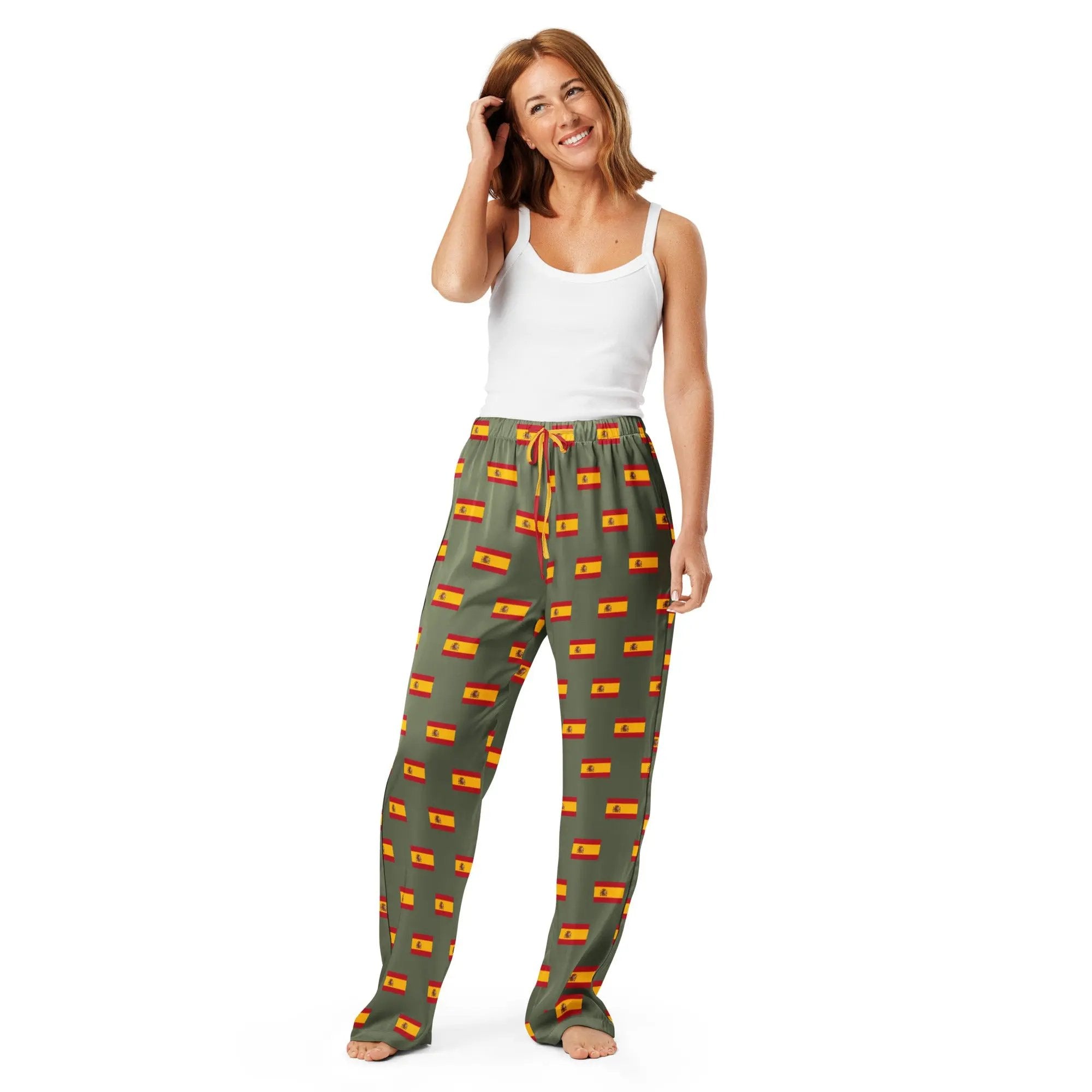 Comprar Pantalón de pijama Verde Bandera España con ribete La Flamenca de Borgoña Bandera España