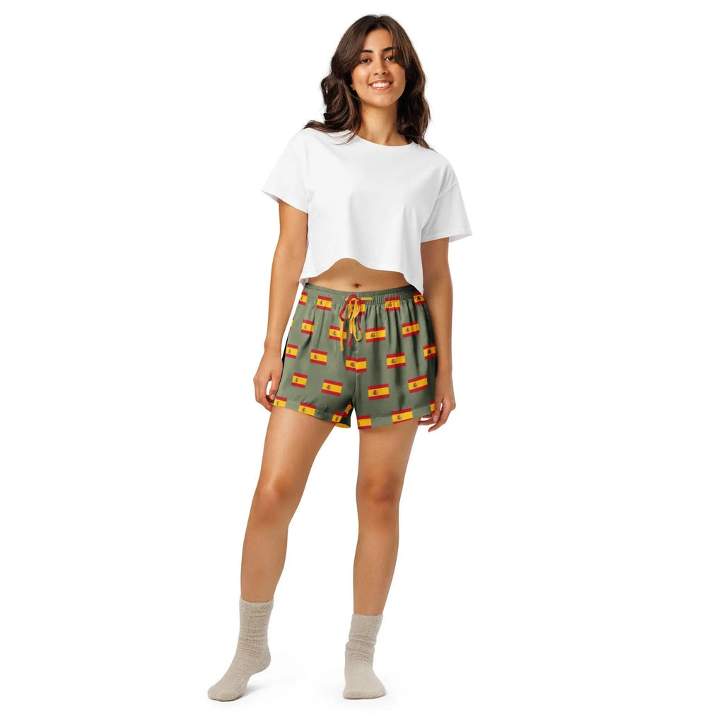 Comprar Pantalones cortos de pijama Verde Bandera España con ribete La Flamenca de Borgoña Bandera España