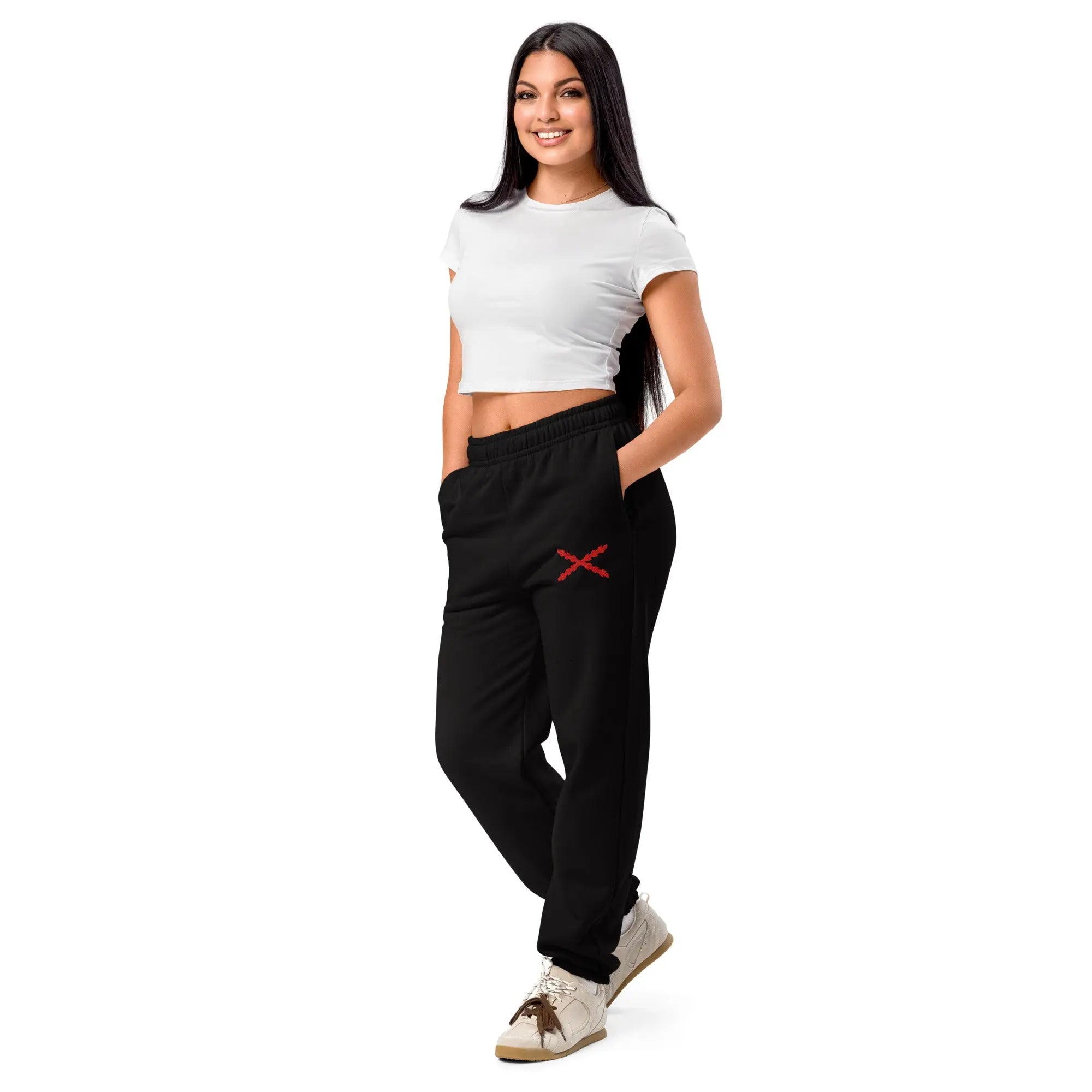 Comprar Pantalones de deporte gruesos Cruz de Borgoña bordada Bandera España La Flamenca de Borgoña Patricia Muñoz VOX