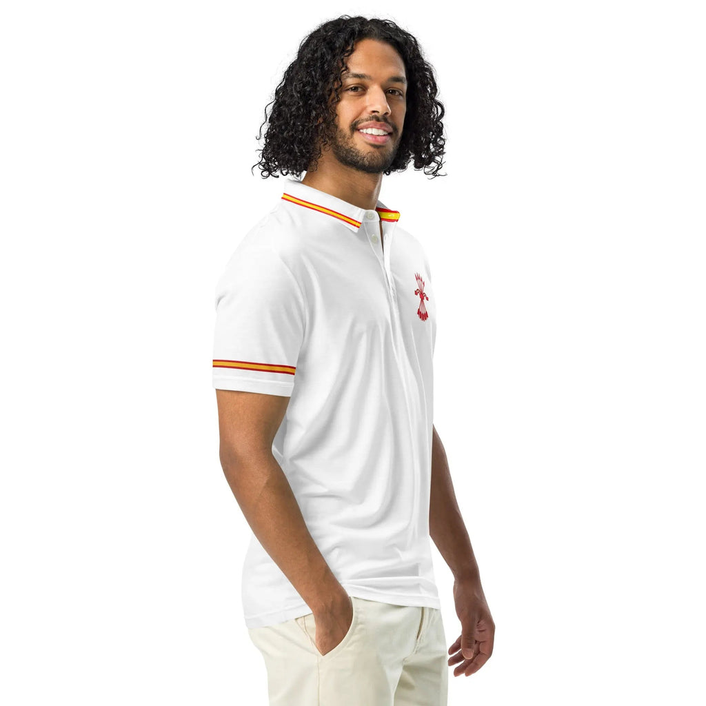 Comprar Polo ajustado para hombre Falange Española La Flamenca de Borgoña, Bandera de España, Cruz de Borgoña, Patricia Muñoz, VOX