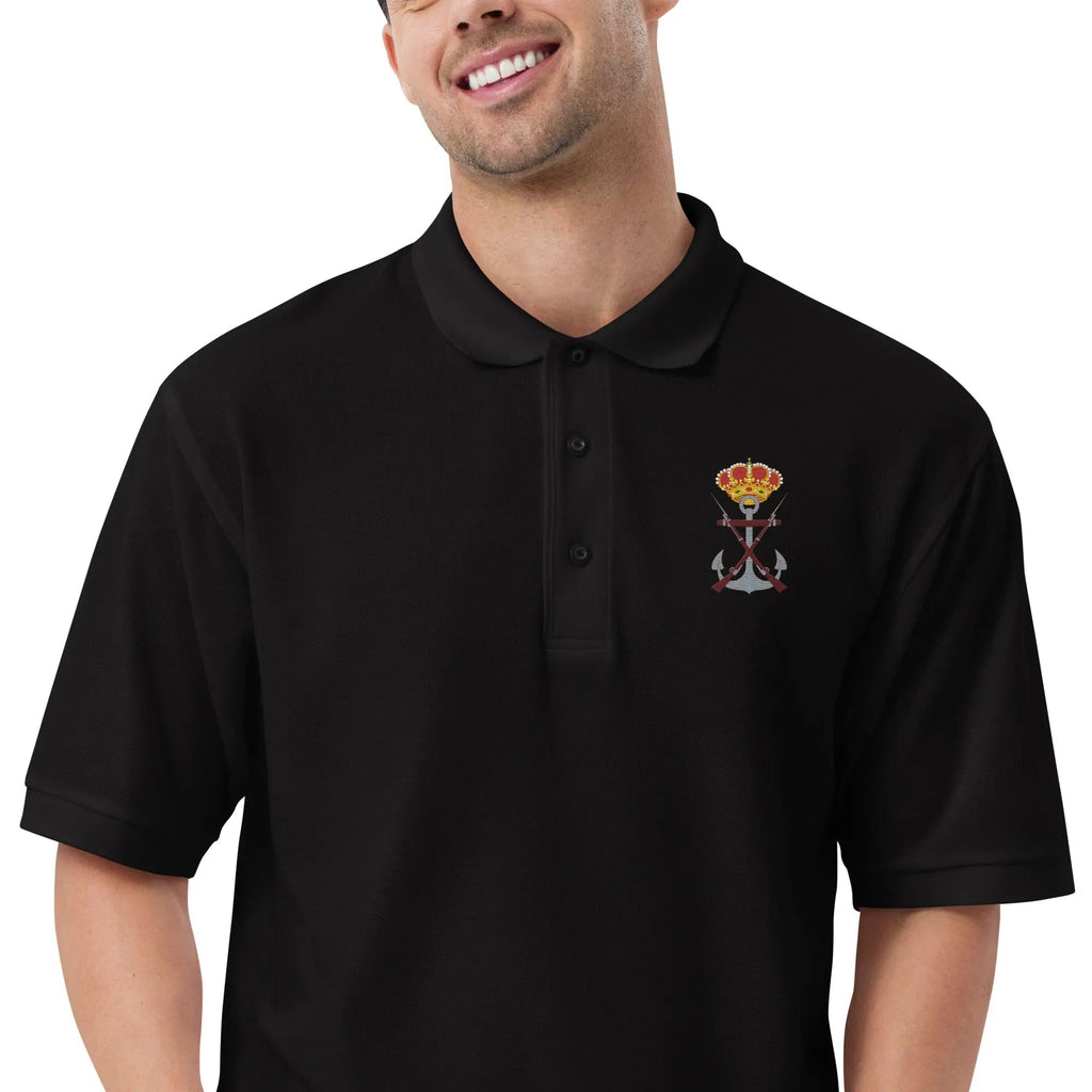 Comprar Polo para hombre premium Infantería de Marina La Flamenca de Borgoña, Bandera de España, Cruz de Borgoña, Patricia Muñoz, VOX