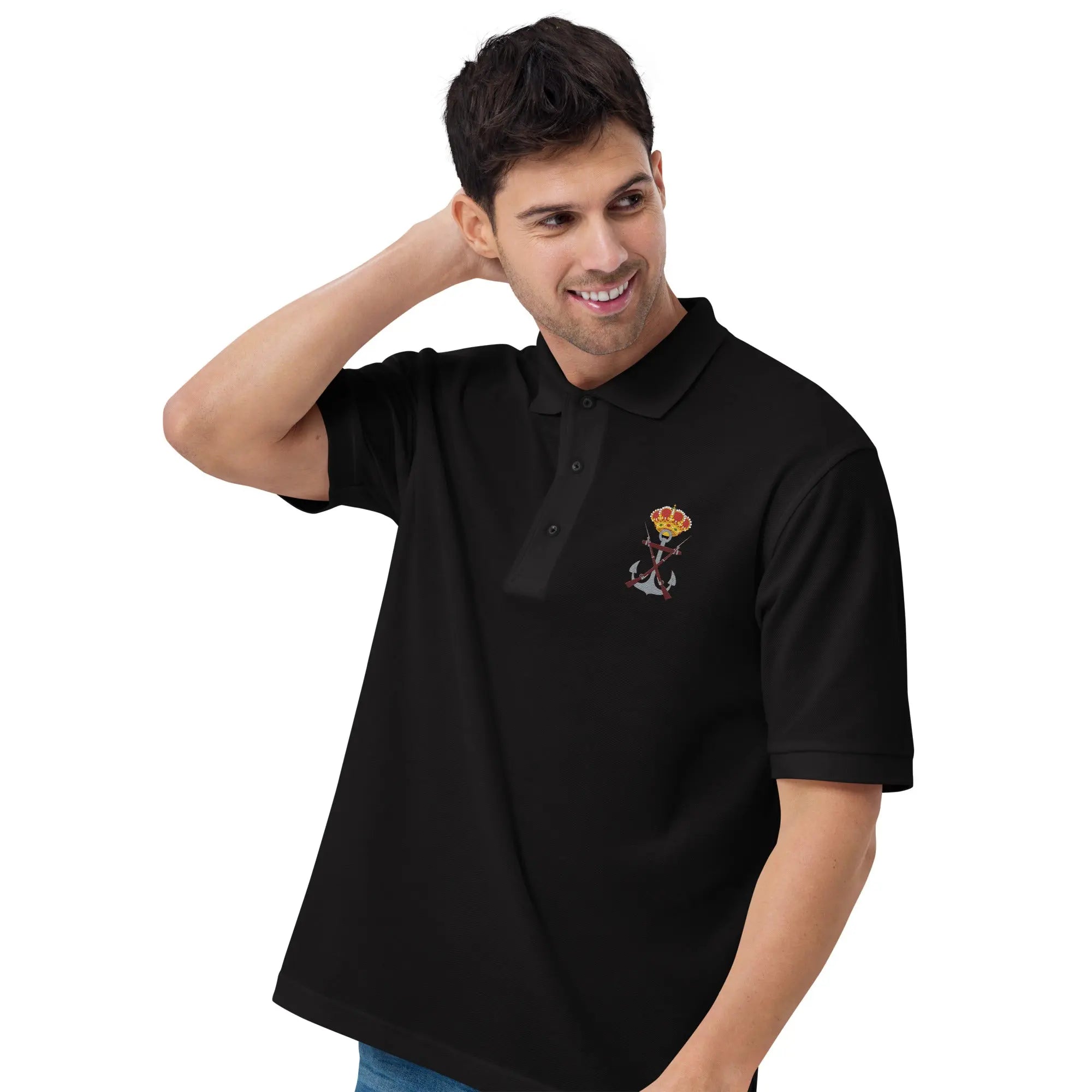 Comprar Polo para hombre premium Infantería de Marina La Flamenca de Borgoña, Bandera de España, Cruz de Borgoña, Patricia Muñoz, VOX