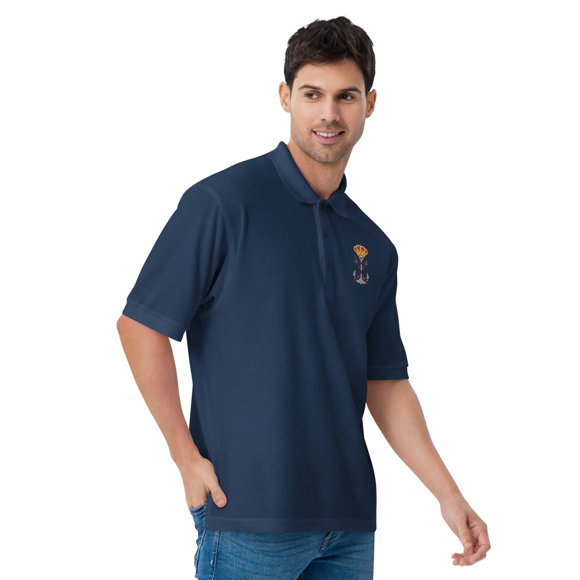 Comprar Polo para hombre premium Infantería de Marina La Flamenca de Borgoña, Bandera de España, Cruz de Borgoña, Patricia Muñoz, VOX