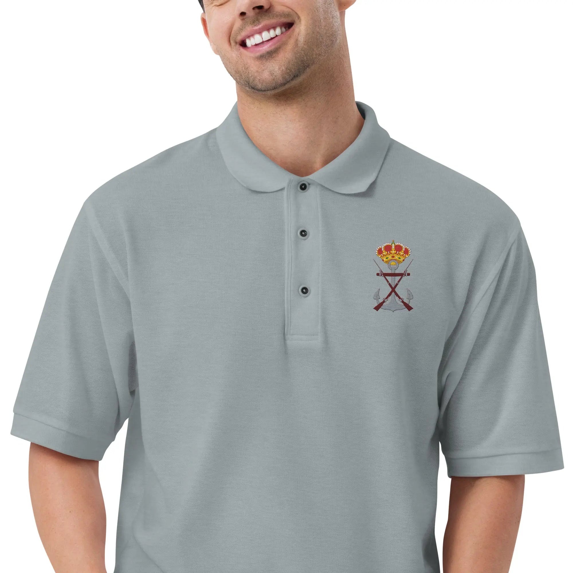Comprar Polo para hombre premium Infantería de Marina La Flamenca de Borgoña, Bandera de España, Cruz de Borgoña, Patricia Muñoz, VOX