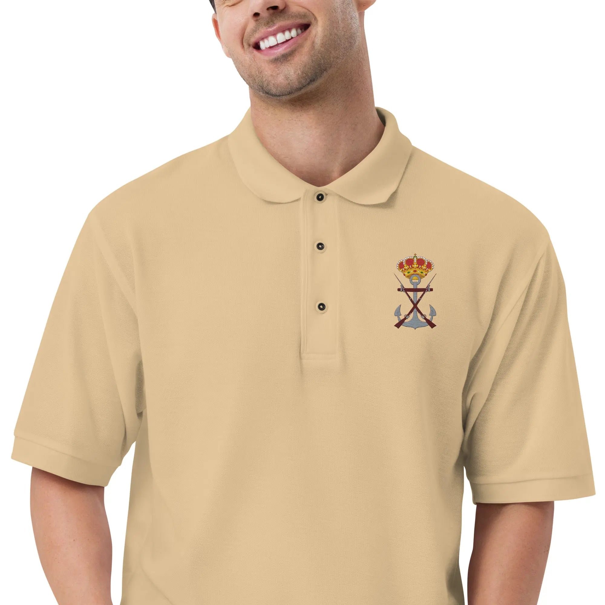 Comprar Polo para hombre premium Infantería de Marina La Flamenca de Borgoña, Bandera de España, Cruz de Borgoña, Patricia Muñoz, VOX