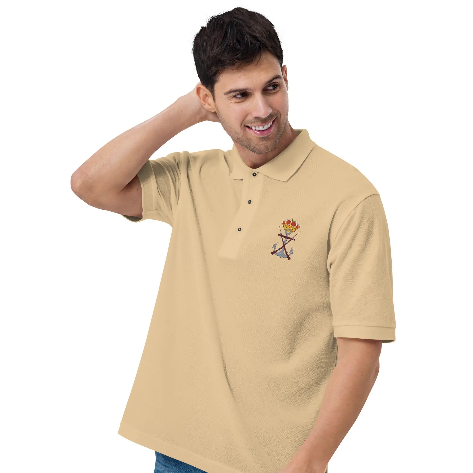 Comprar Polo para hombre premium Infantería de Marina La Flamenca de Borgoña, Bandera de España, Cruz de Borgoña, Patricia Muñoz, VOX