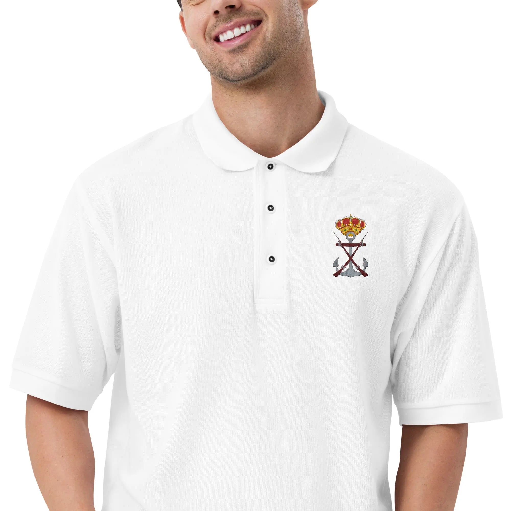 Comprar Polo para hombre premium Infantería de Marina La Flamenca de Borgoña, Bandera de España, Cruz de Borgoña, Patricia Muñoz, VOX